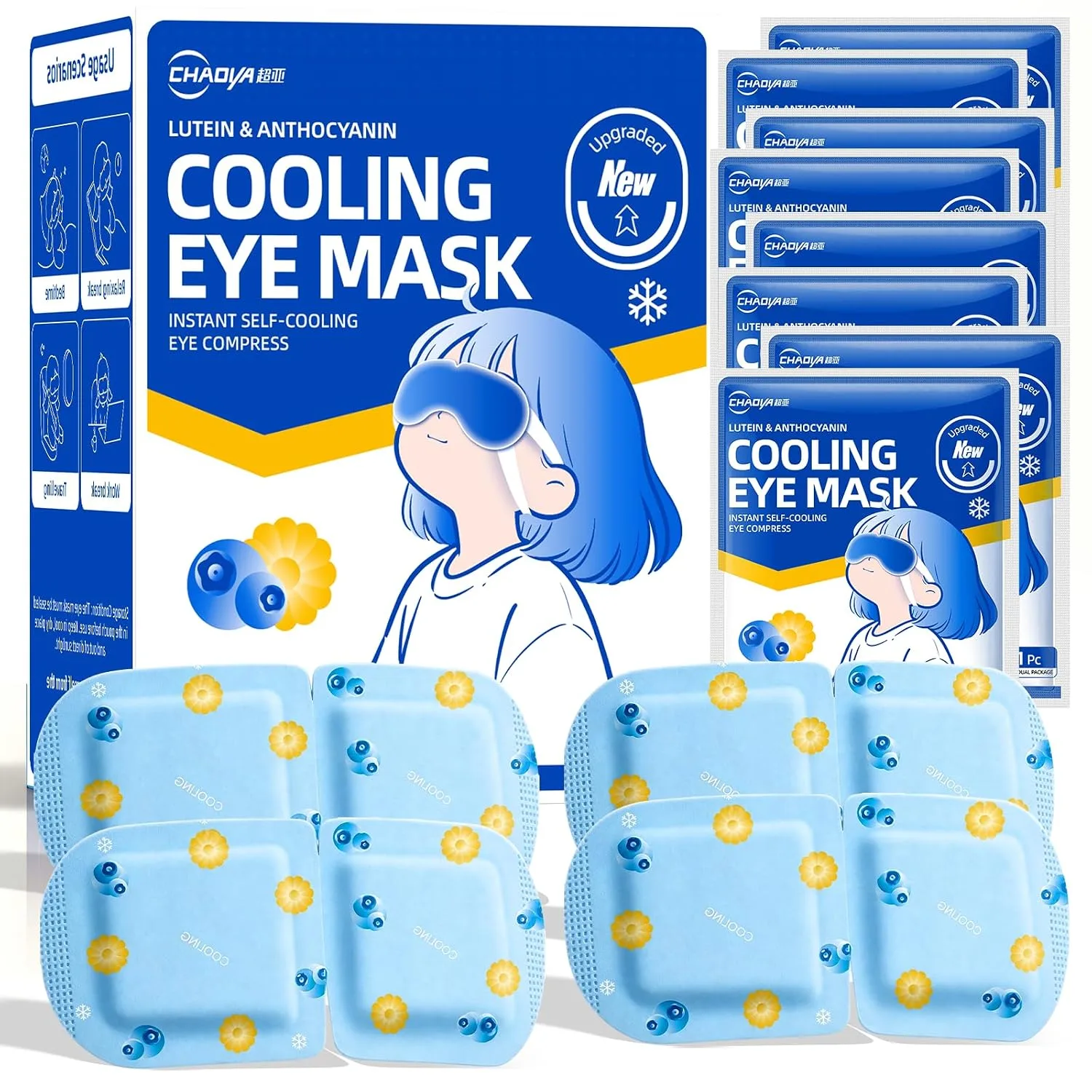 Mascarilla facial para ojos Chaoya 10 unidades autocooling