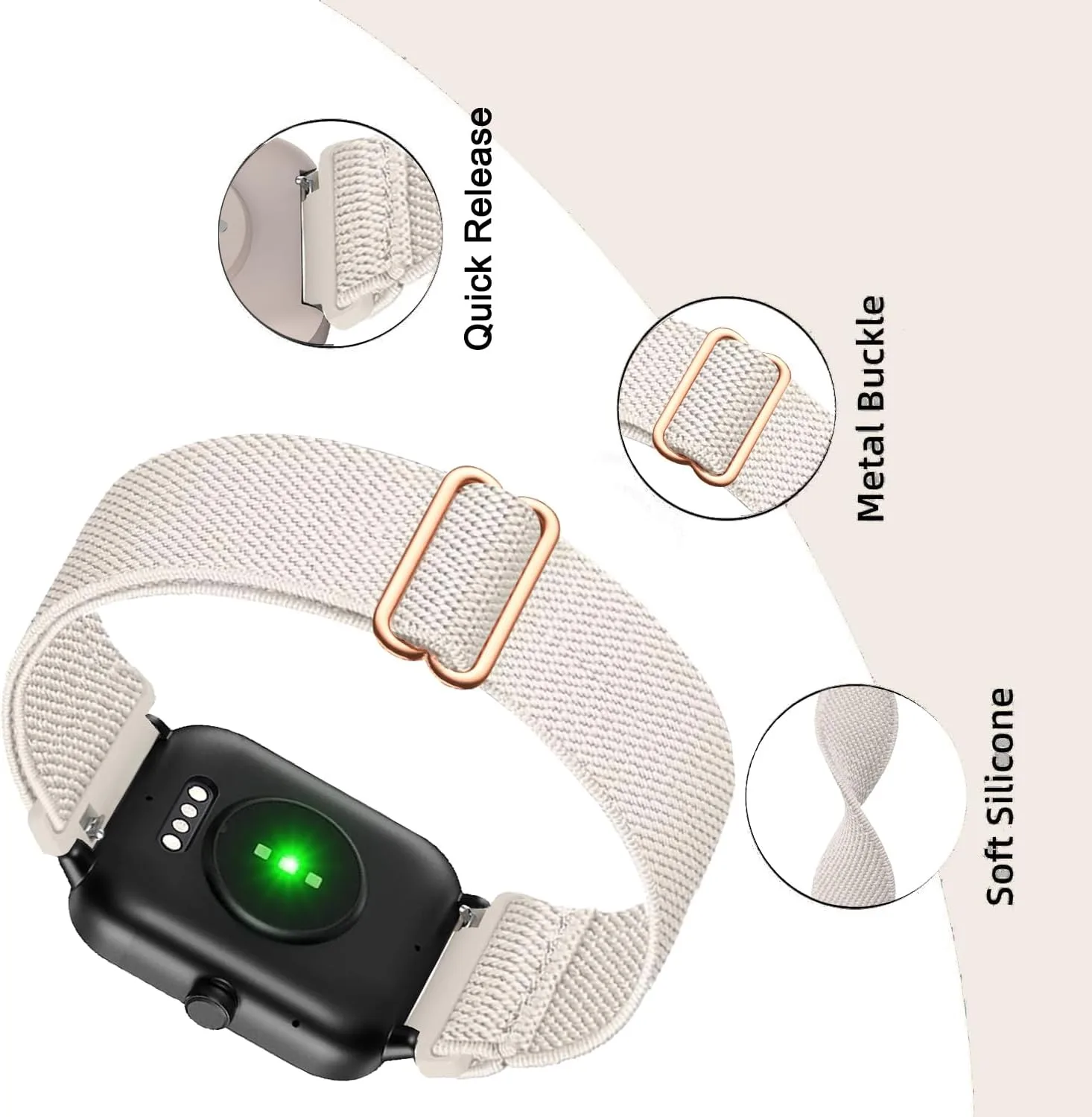 4 Pack Stretchy Watch Bands Compatible with Woneligo/Fitpolo Smart Watch IDW13, 22mm Loop Nylon Elastic Fabric Strap for FITVII H56/ENOMIR ID208BT/TOOBUR IDW16/MILOUZ IDW19 Watch Women Men