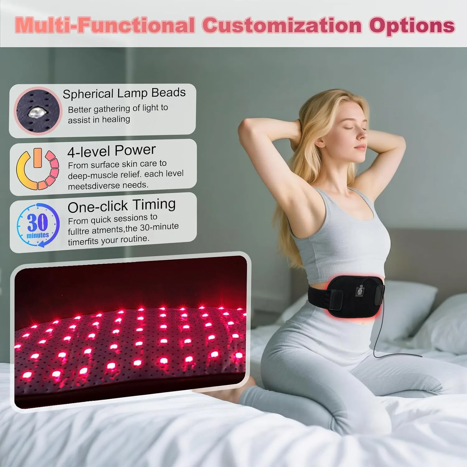 Red-Light-Therapy-for-Body,2026 Upgraded 4 Modes Near Infrared Light | High-Efficiency Spherical Lamp Dual-Wave LEDs(660nm&850nm)for Body Pain Relief,Corded-electric for Effective Therapy(12.4*6.1IN)