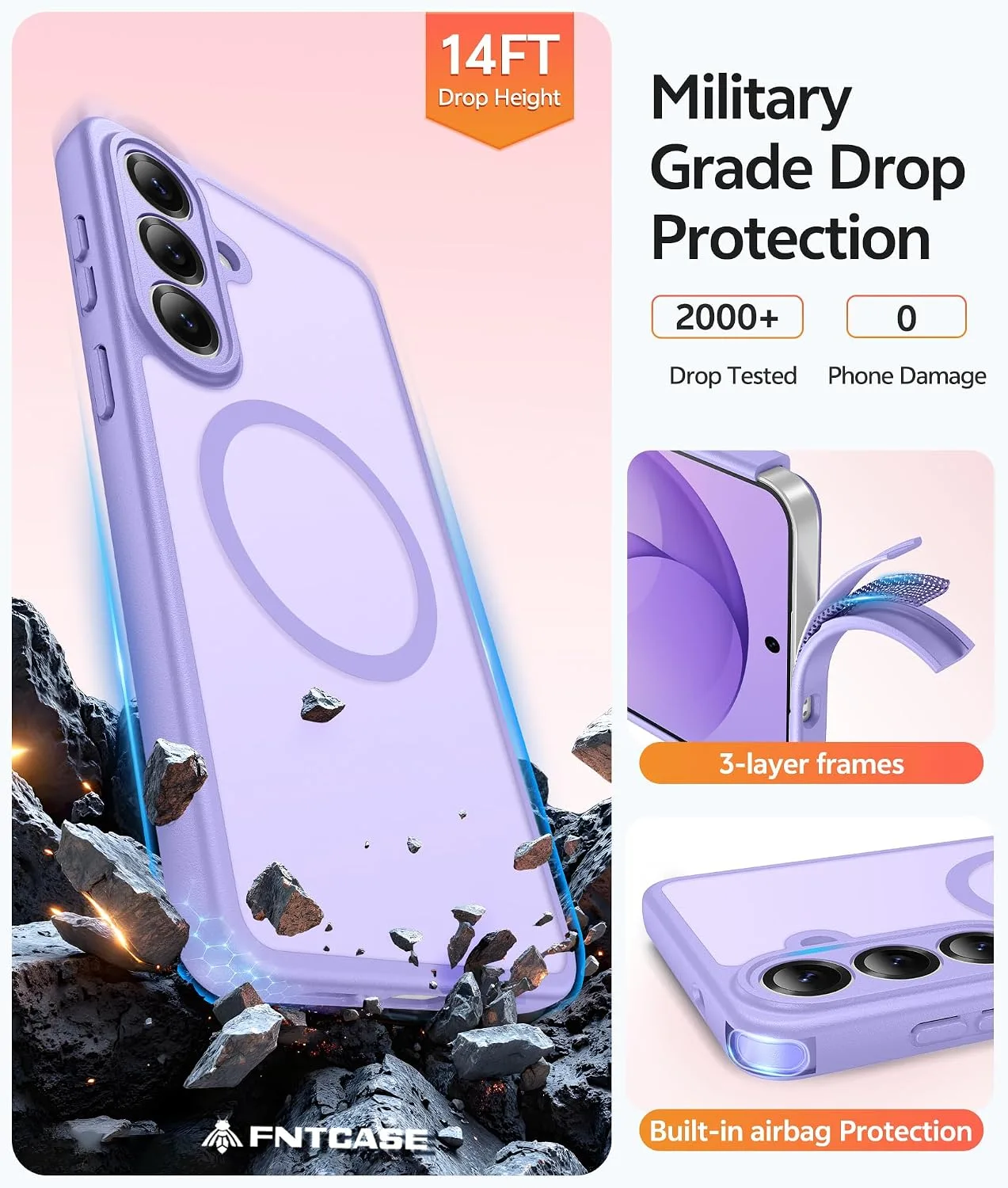 FNTCASE for Samsung Galaxy S26 Case, Fit for Magsafe, Light Purple