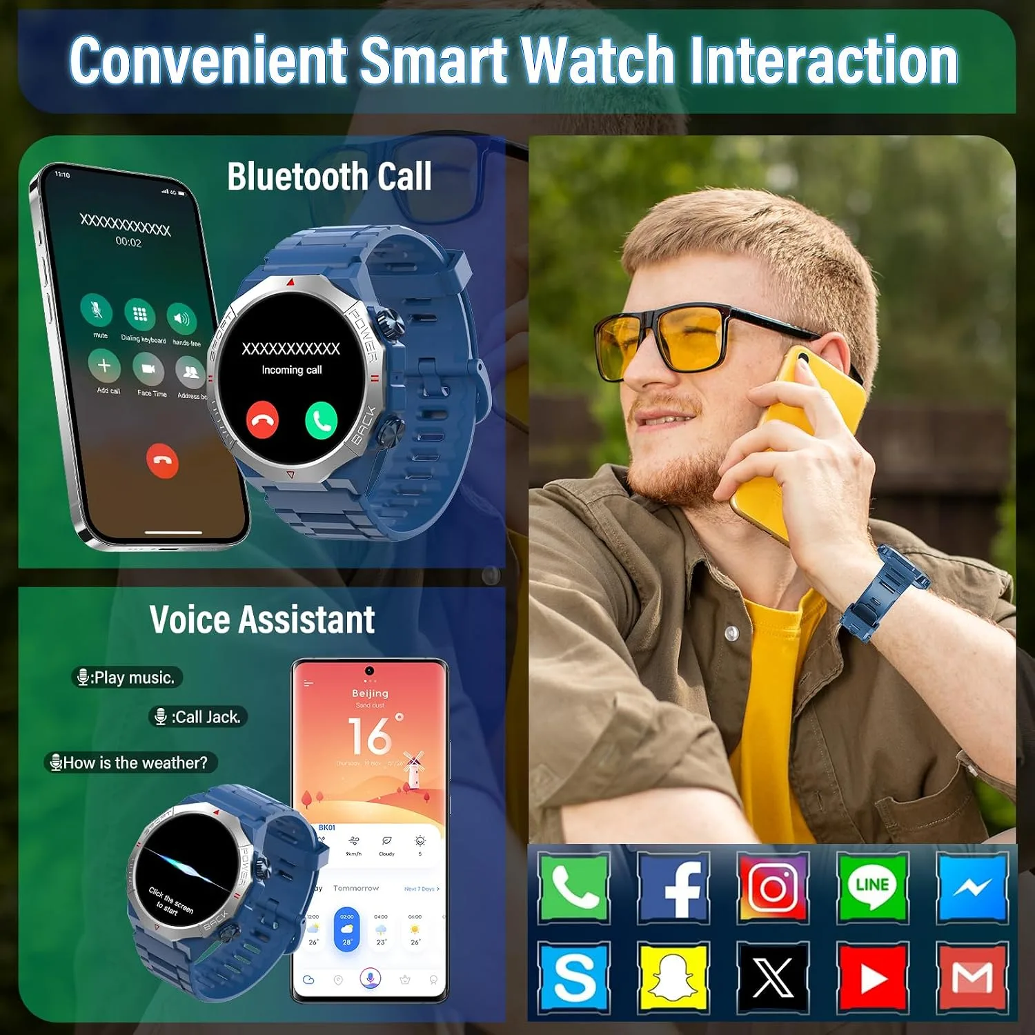 Smart Watch for Men (Answer/Make Calls), Rugged Men's Military Smartwatch, 1.39" HD Fitness Tracker with Heart Rate/Sleep/Step Monitor, 110+ Sport Modes, IP68 Waterproof Activity Tracker Android iOS
