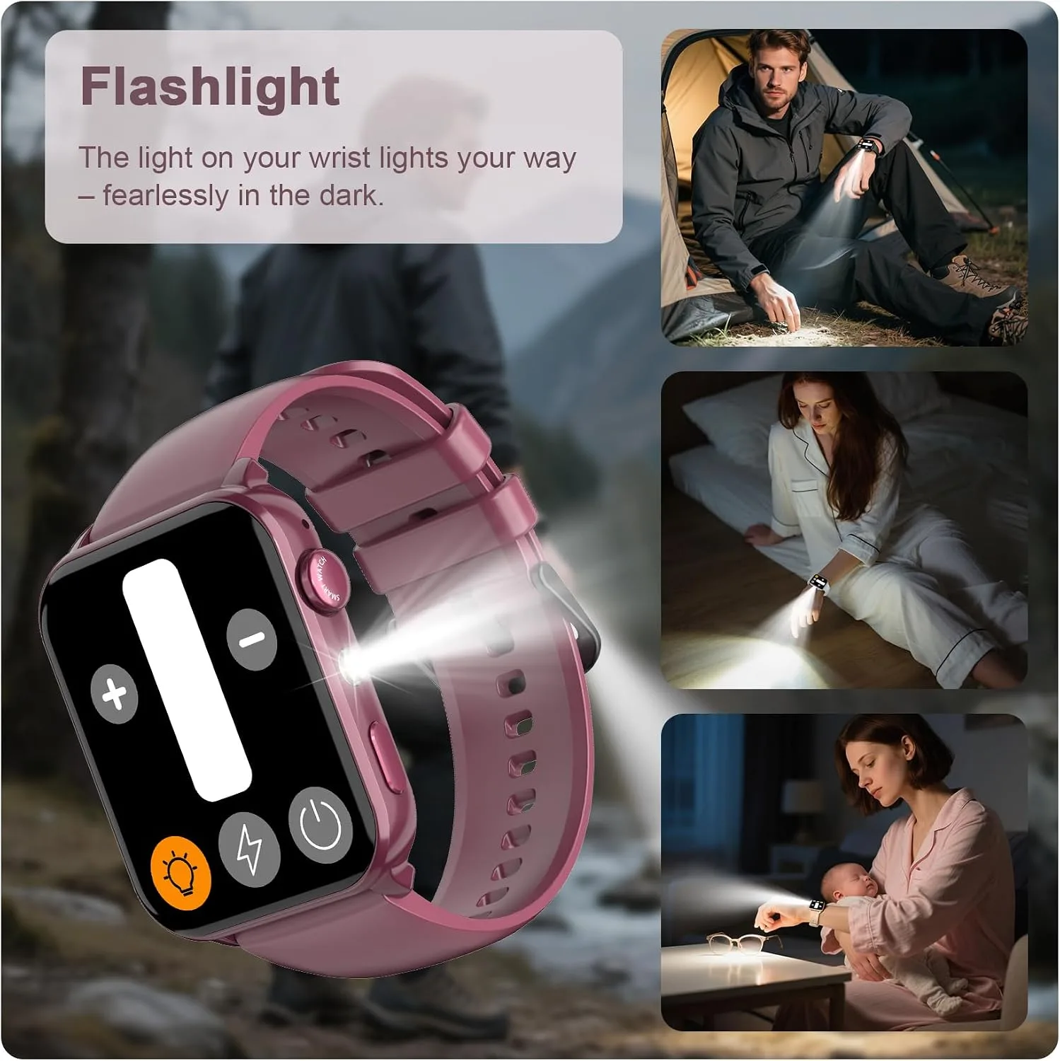 Smart Watch for Men Women, 1.91" HD Fitness Tracker with Bluetooth Calls, 32 FT Waterproof, 24/7 Heart Rate/Sleep Monitor, 120+ Sport Modes, Pedometer, Calories, Smartwatch for Android iOS (Purple)