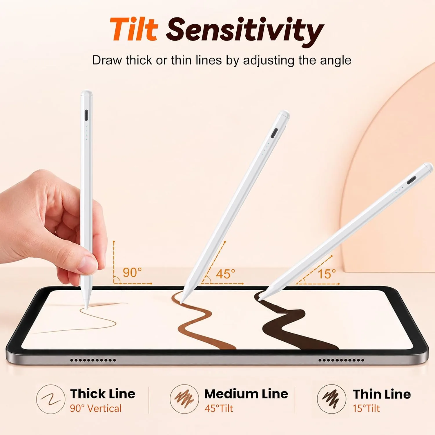 Stylus Pen for iPad 2018-2026 Gen, Fast Charge, Palm Rejection-White
