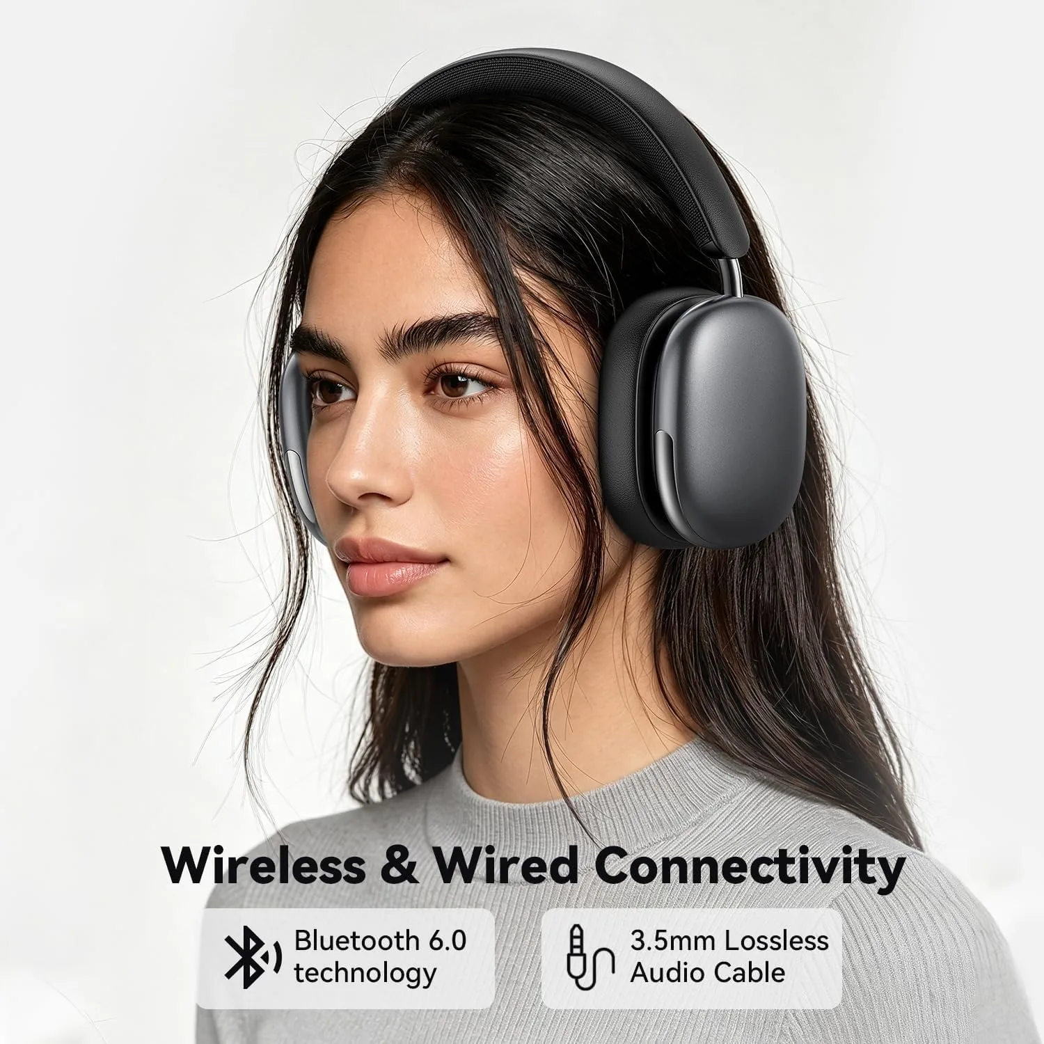 Eduiosma Bluetooth Headphones Wireless Over Ear 80H Playtime (Black)