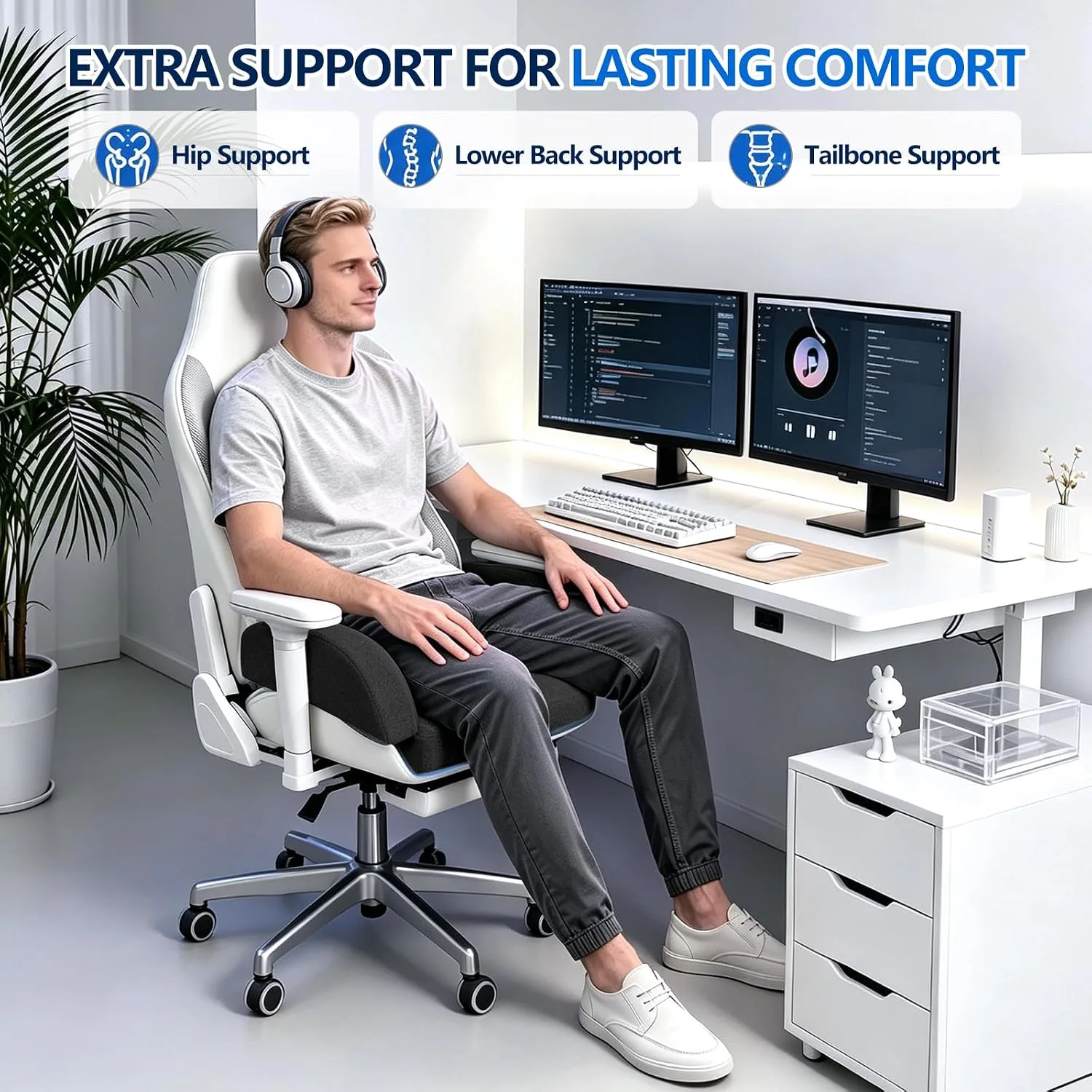 GOFORIT Gaming Chair Cushion , Dual-Layer Foam Office Seat Cushion