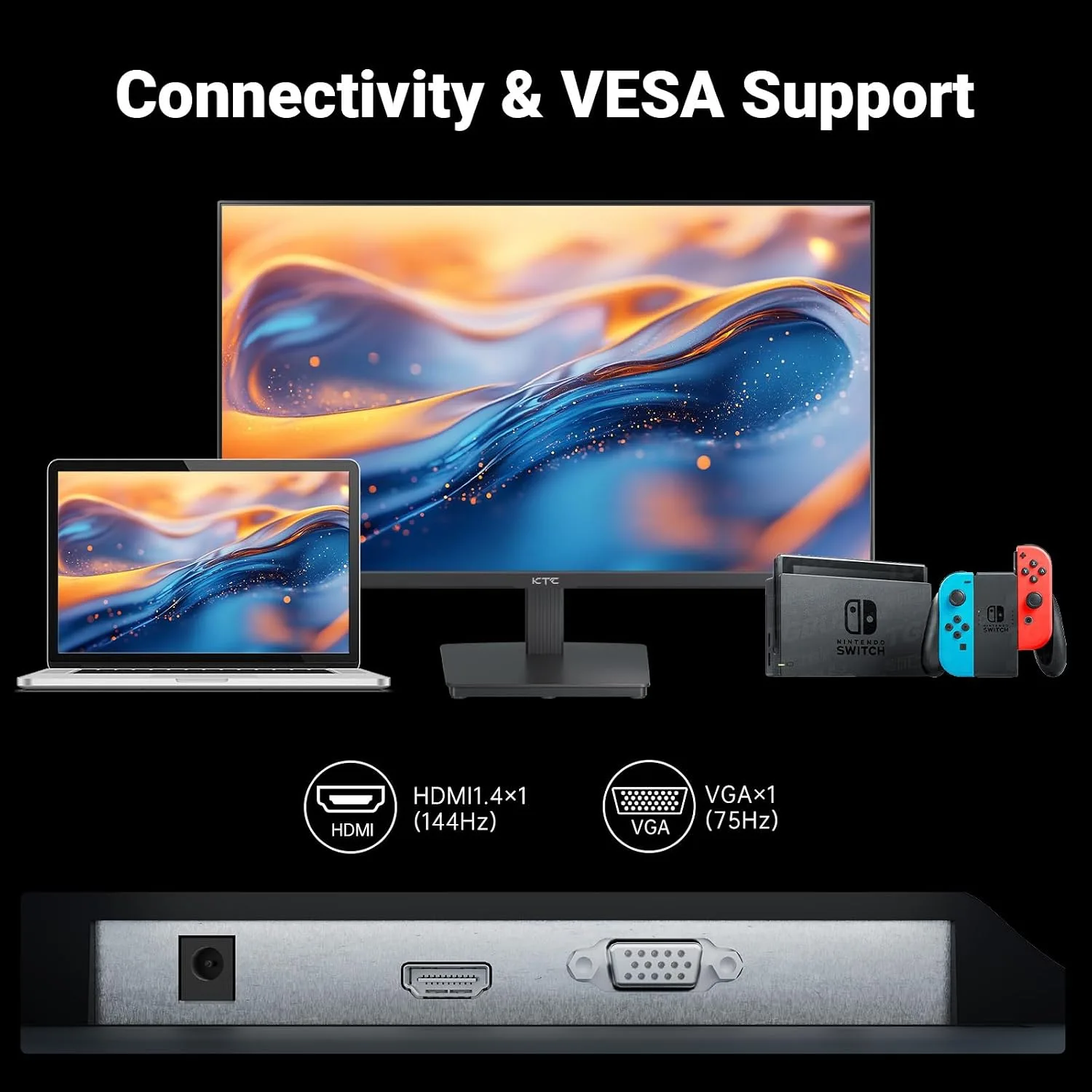 KTC 24 Inch FHD 1080P 100Hz Computer Monitor, VA FreeSync PC Gaming Monitor