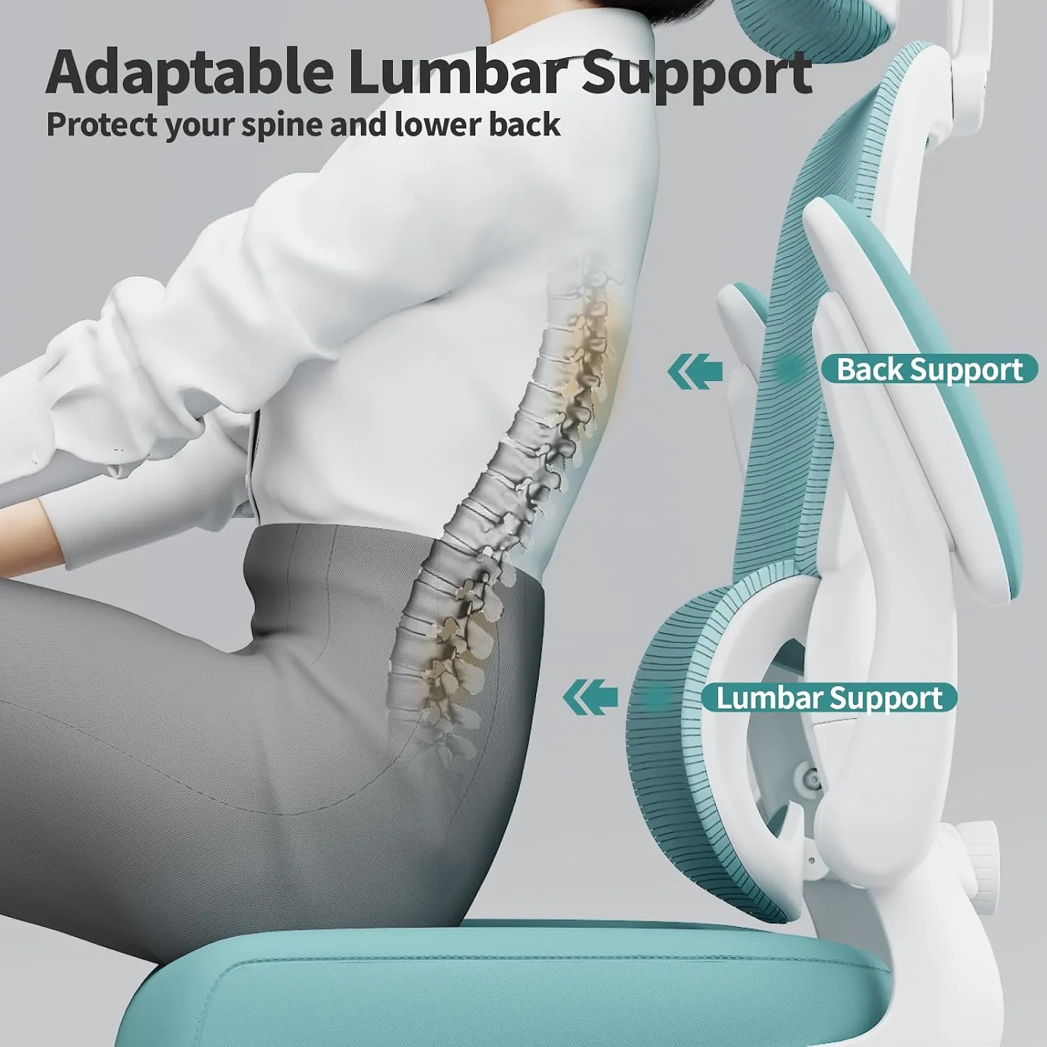 TRALT Office Chair Ergonomic Desk Chair with Lumbar Support Blue, 1