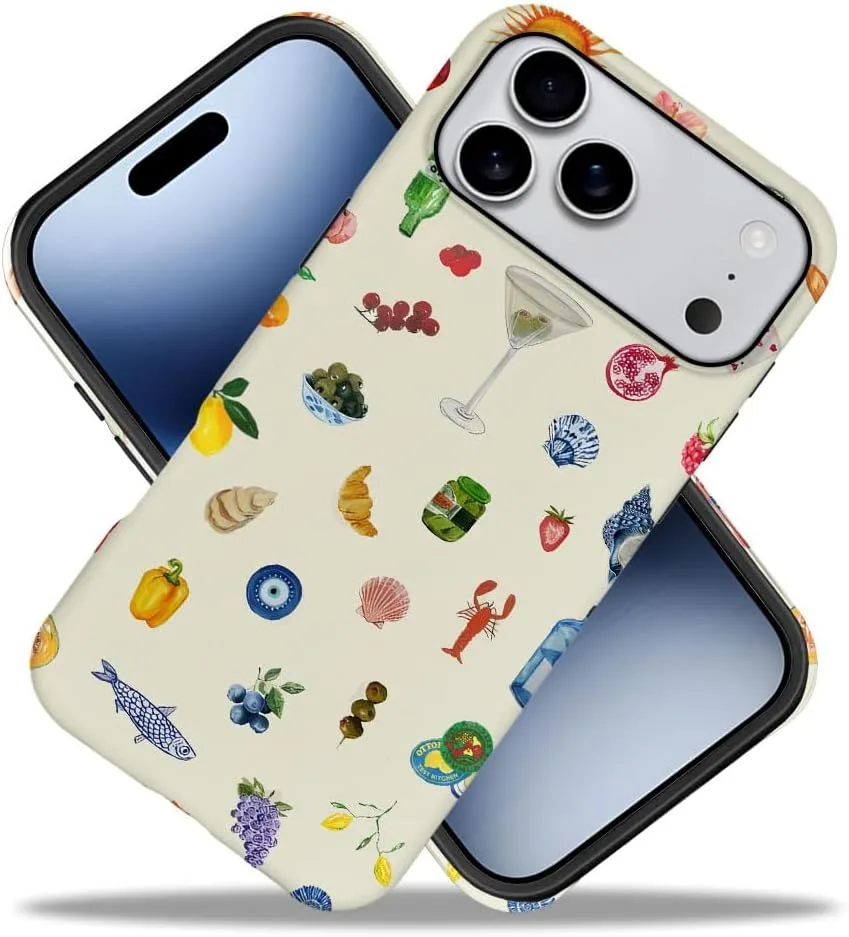 Case Compatible with iPhone 18 Pro Max/iPhone 17 Pro Max,Fall Prevention Hybrid 2-Layer Hard Shell Phone Cover for Girls Boys,Aesthetic Fruit Lily Flower Fish