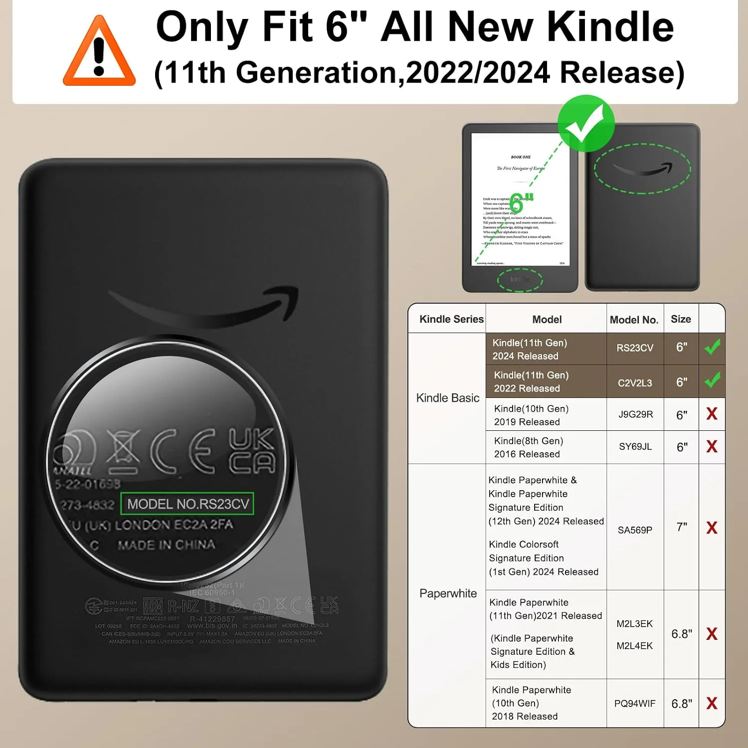 MoKo Case for 6" Kindle (11th Generation-2024/2022 Release), Jade Green