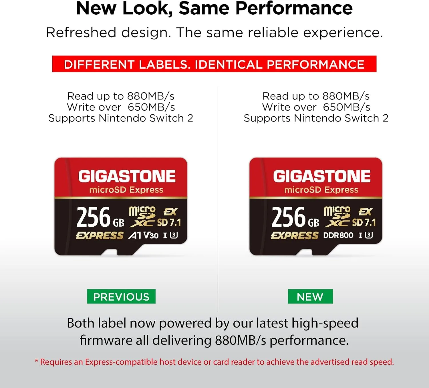 【Designed for Switch 2】 GIGASTONE 256GB microSD Express R/W 880/650MB/s SDXC Memory Card SD 2.0 3.0 5.0 7.1 UHS-I UHS-II, Action Camera Drone, V30 U3, SD Adapter 【5 Yrs Free Data Recovery】