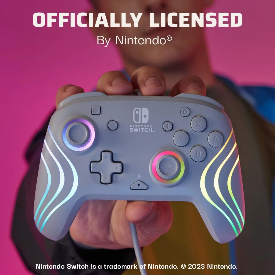 PDP Afterglow Wave Wired RGB Gaming Controller for Nintendo Switch 2, Lite
