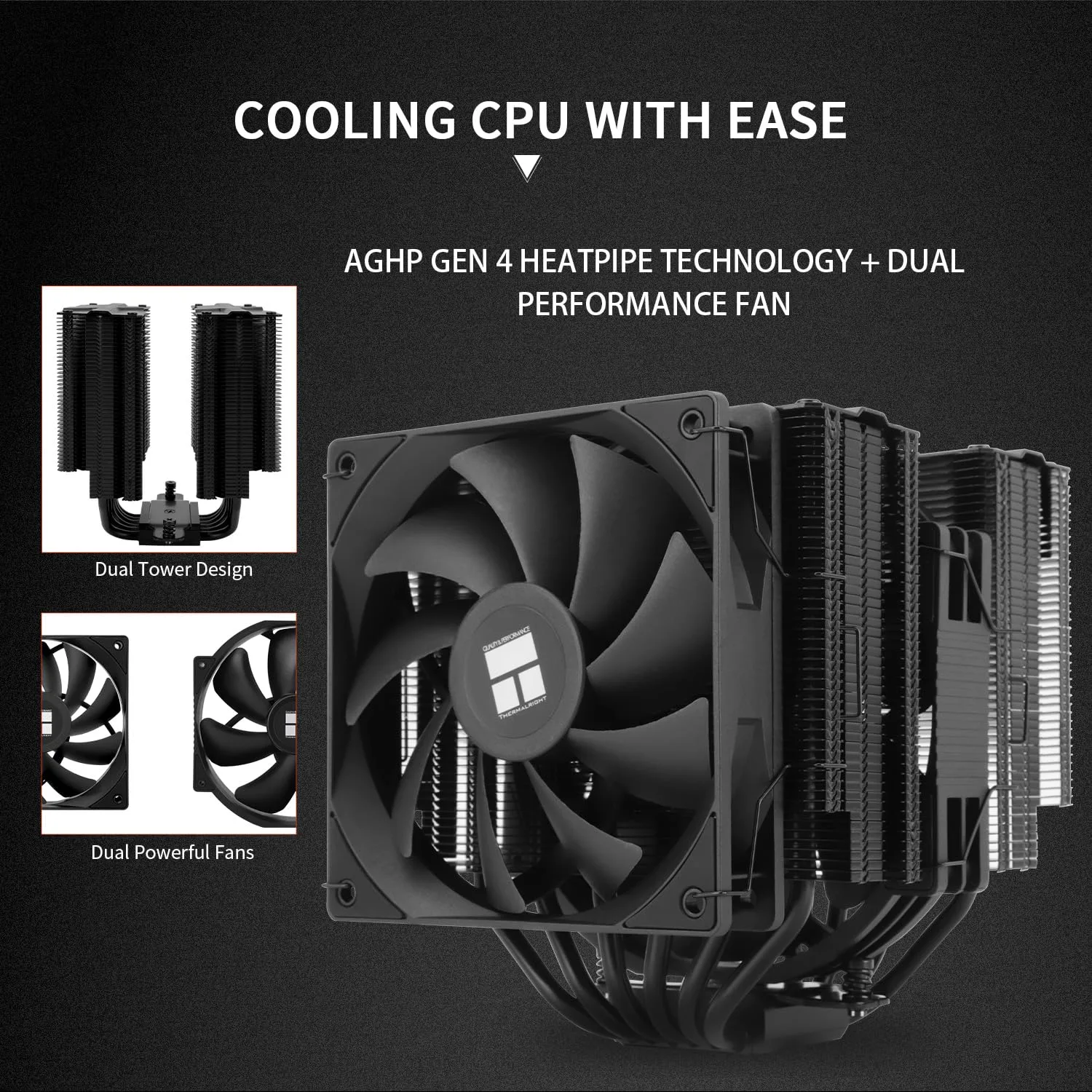 Thermalright Peerless Assassin 140 Black CPU Cooler, 6 Heat Pipes AGHP Technology,Dual PWM Fans with 1500RPM Speed, Double Towers Cooler,for AM5/AM4&Intel LGA 1700/1851/1150/1151/1200,PC CPU Cooling