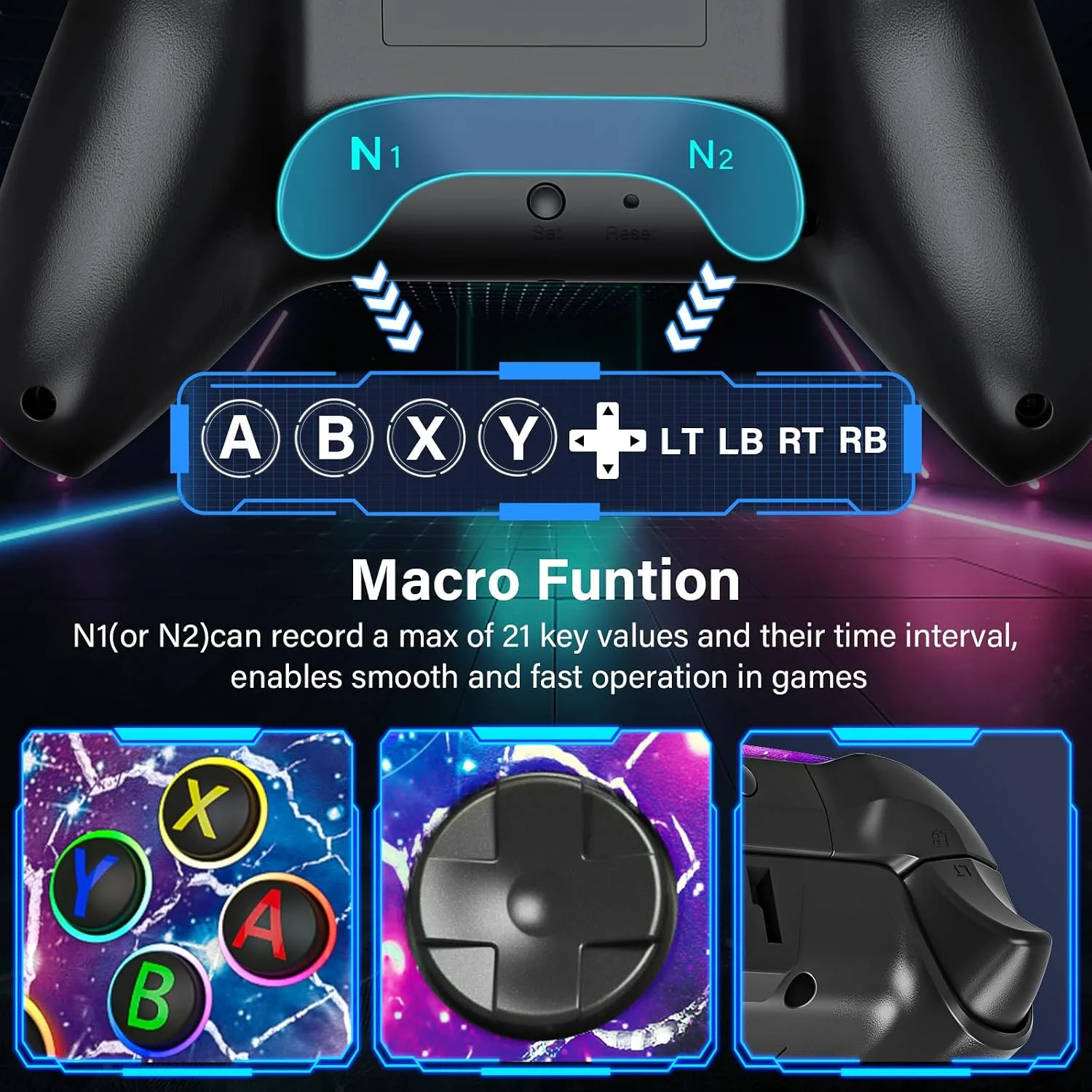 Switch Controllers for Nitendo Switch/Lite/OLED, 1200mAh Wireless Switch Pro Controller, 10 Colors Light & Cool Nebula Design, Switch Turbo controller with Vibration/Motion Control/Turbo/Gyro/Wake up