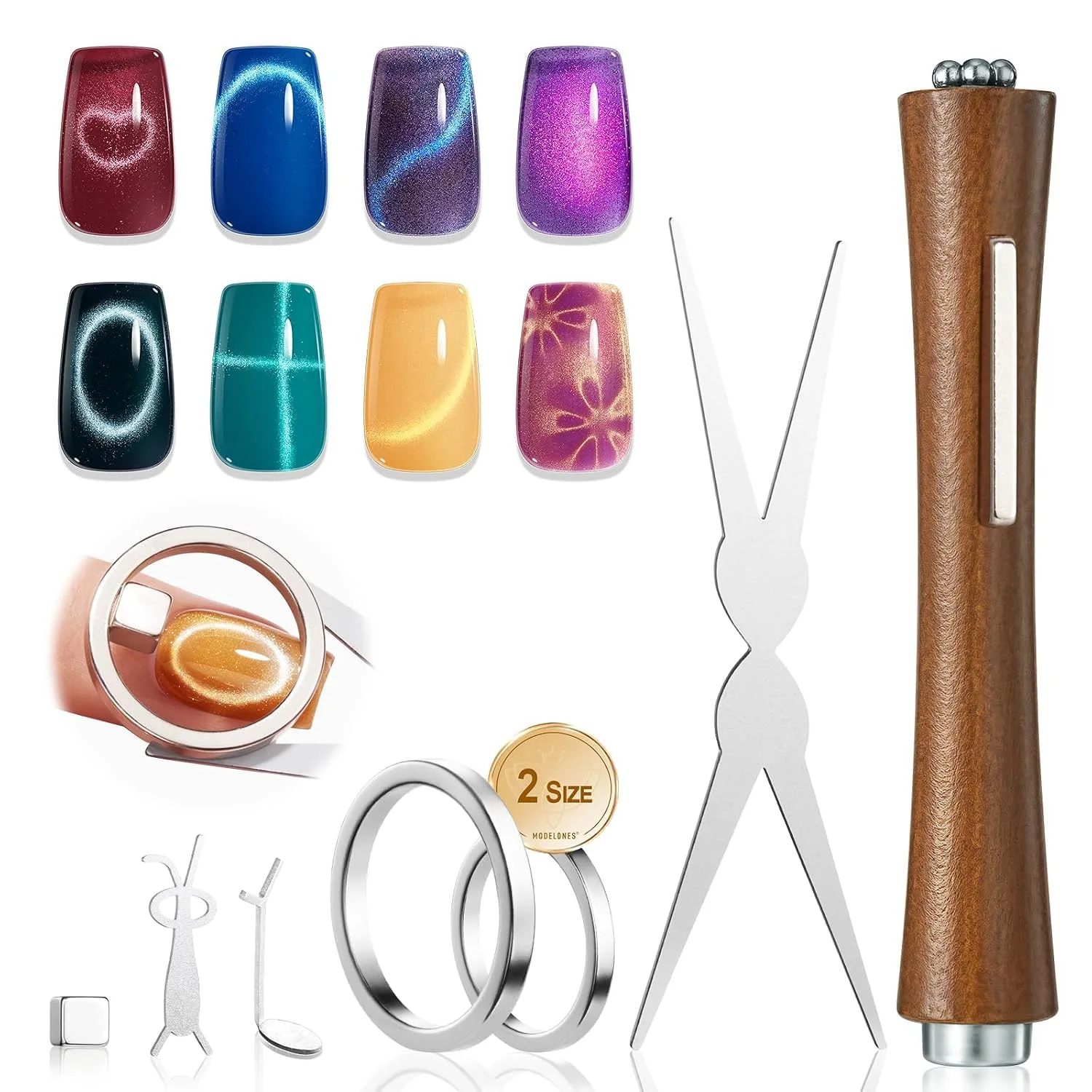 Set de imanes para uñas Modelones Cat Eye 7 piezas