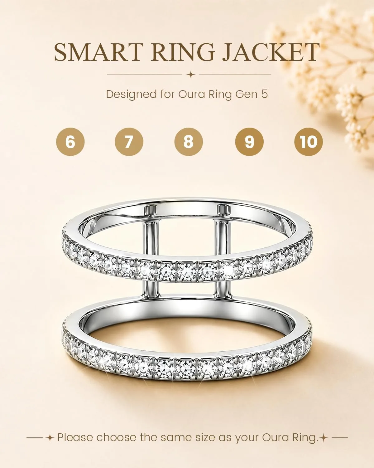 Smart Ring Cover Compatible with Oura Ring 5, 14K Gold Plated Ring Jacket
