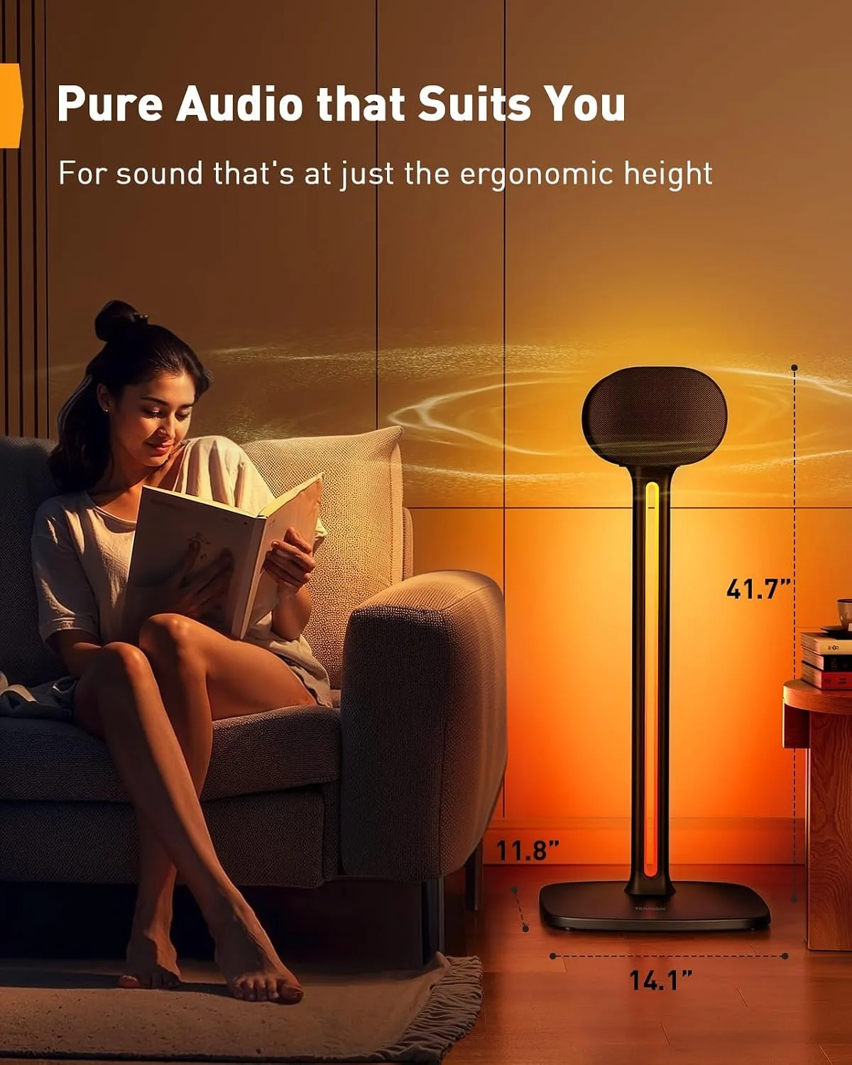 Perlegear Speaker Stands Pair Sonicbeam™ with RGB Lighting, Holds to 22 lbs