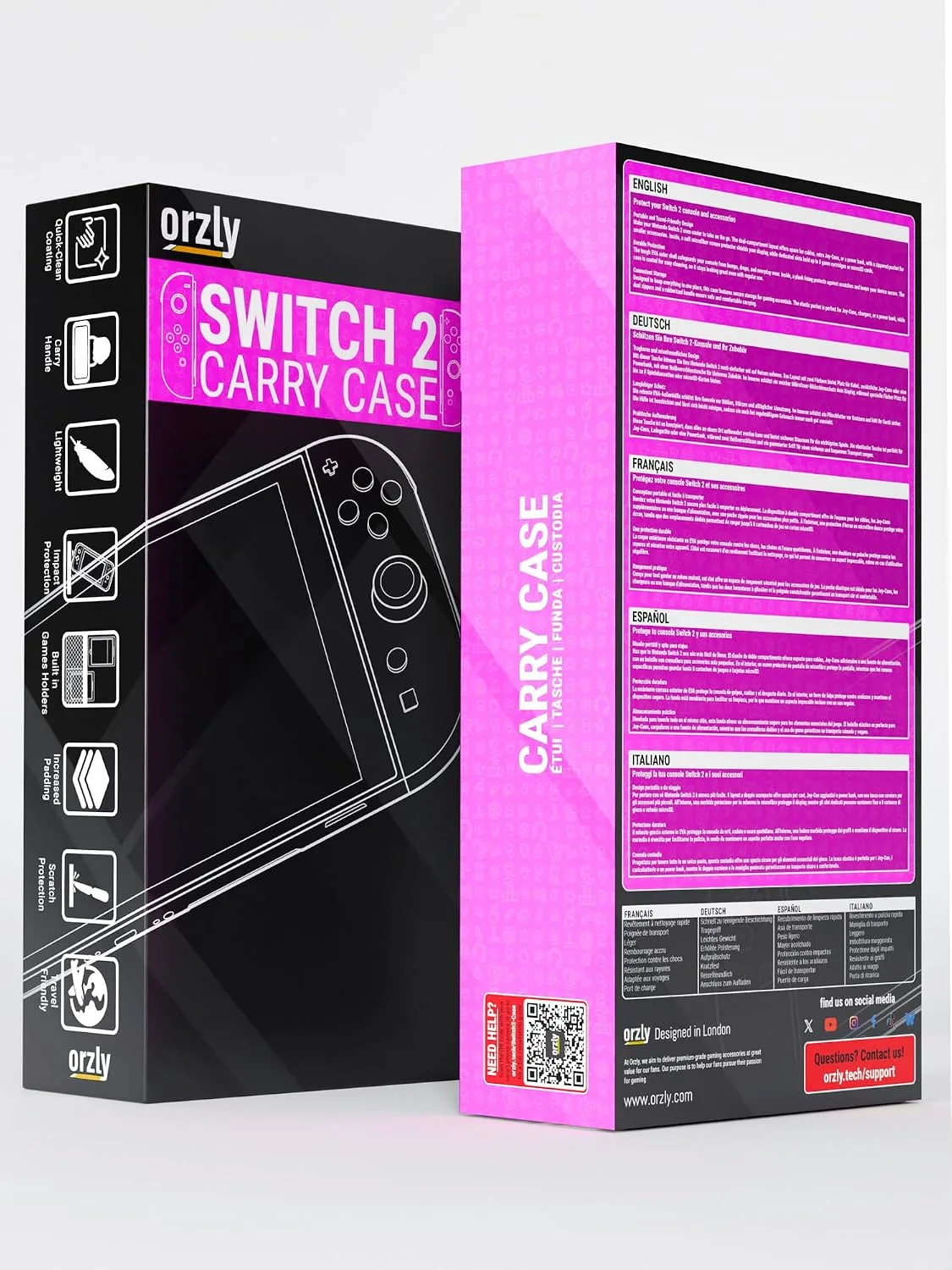 Orzly Case Compatible with Nintendo Switch 2 – Protective Travel Carry Case with Screen Padding, Game Card & microSD Slots, Zipped & Open Pockets for Accessories – 7.9" Gift Boxed