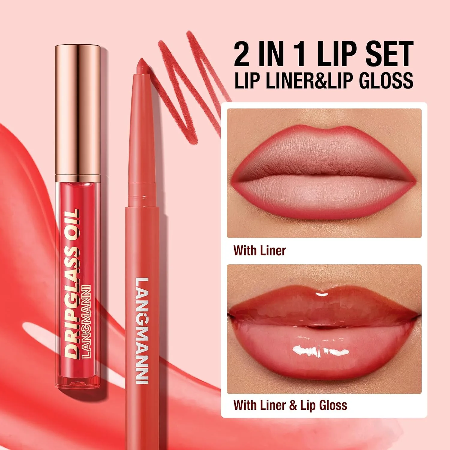 12Pcs Lip Liner and Gloss Set, Hydrating Lip Oil Combo Set, Tinted Plumping