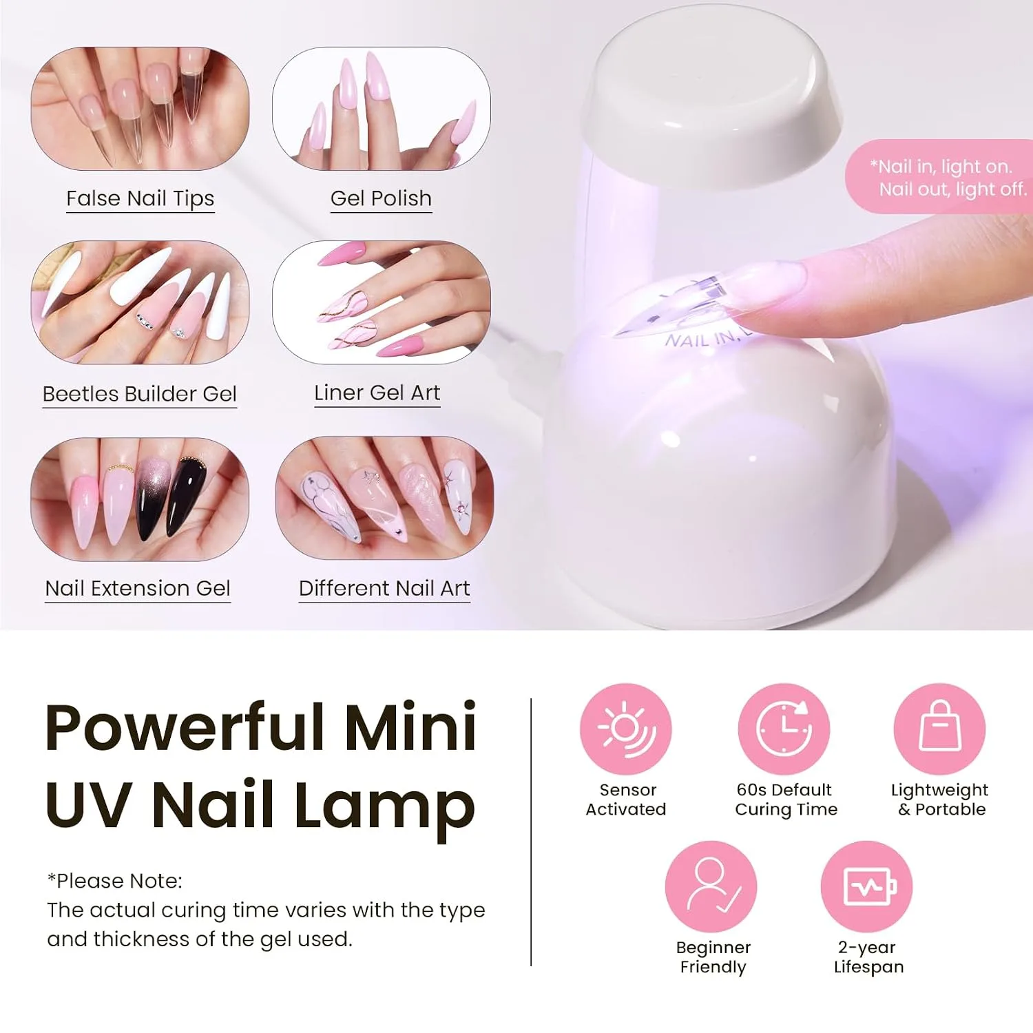 Beetles Tipex Instant Apex Nail Tips Kit, Long Stiletto, 224pcs 16 Sizes