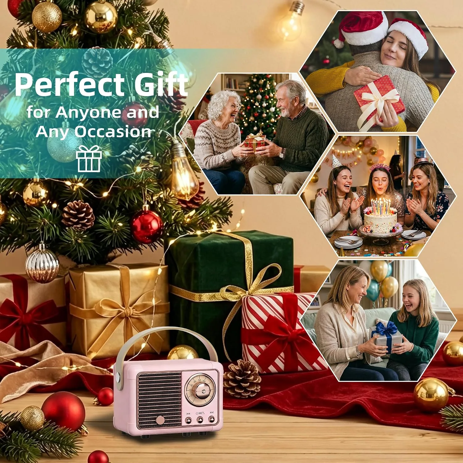 Baolira Retro Bluetooth Speaker, Gifts for Teen Girls, Cute Room Decor