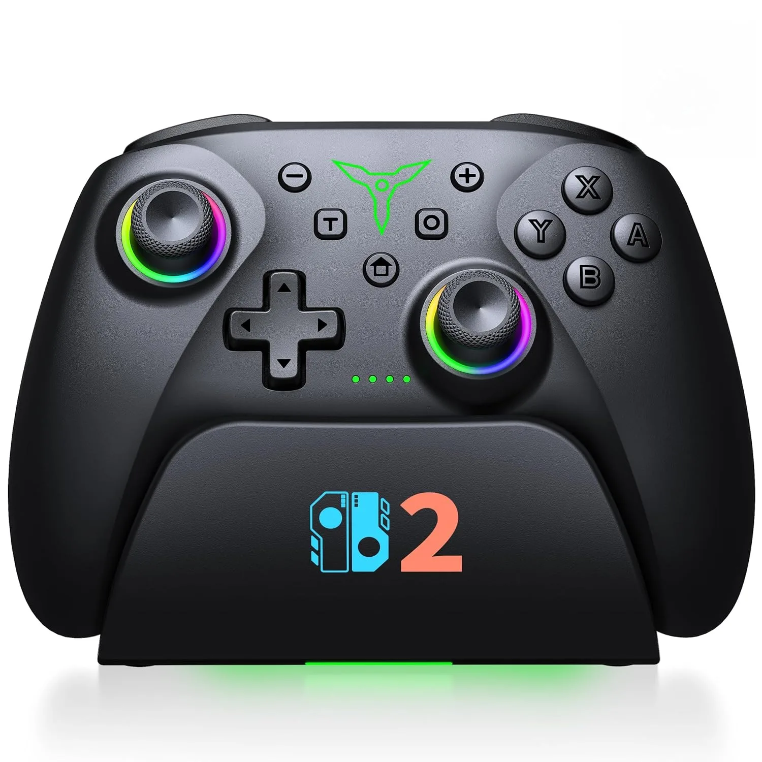 Spican Switch 2 Controller for Nintendo Switch 2/Switch/OLED/Lite, Wireless Switch Controller with Charging Dock, RGB Switch Pro Controller with Hall Effect, Macro, Turbo and Vibration, Black