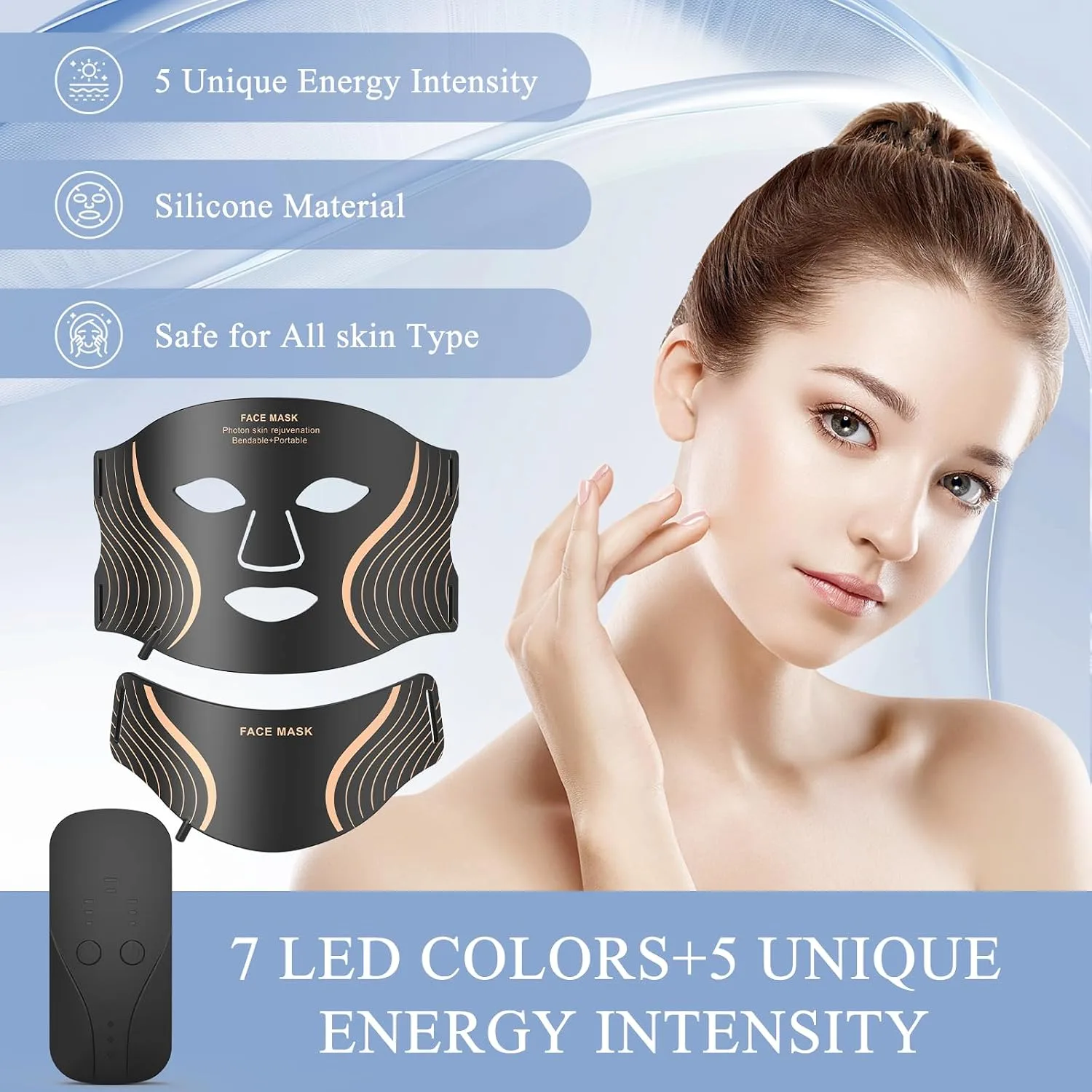 Red Light Therapy for Face & Neck, 7in1 LED Light Therapy Mask, Rechargeable Red Light Therapy Mask, 103 3-in-1 Fusion LED Beads, Anti-Aging, Skin Firming & Radiant Glow at Home