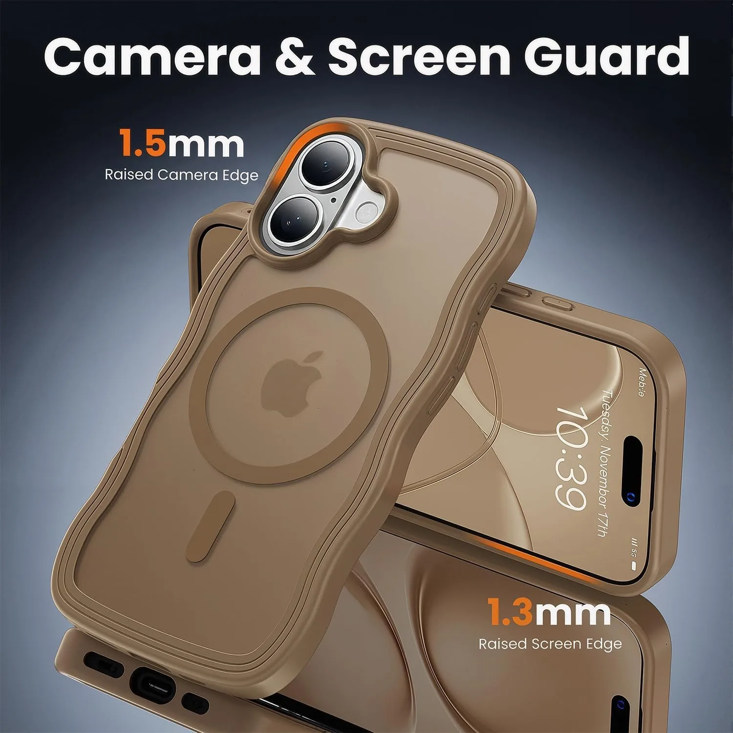toushion for iPhone 17 Case Cute Brown Wave Edge