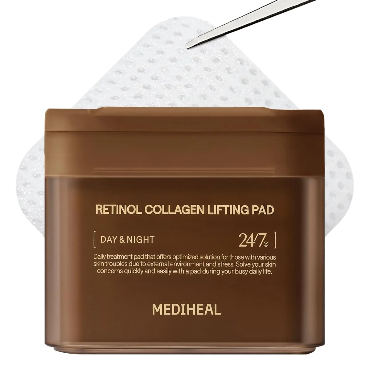 MEDIHEAL Toner Pads - Retinol Collagen Lifting Pad (100 counts) for Skin Rejuvenation & Firming - Lifting Pads for Enhancing Skin Texture - Vegan Stretchable Lifting Fabric, Korean Skin Care