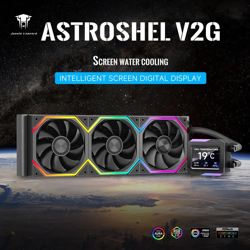 Astroshel V2G 360 Argb Water Cooling CPU Cooler|3 * 120mm PWM Fans with 2000RPM|Customizable LCD Digital Display Screen|for Intel LGA1851/1700/1200/115X AMD AM4/AM5 (Black-360mm)