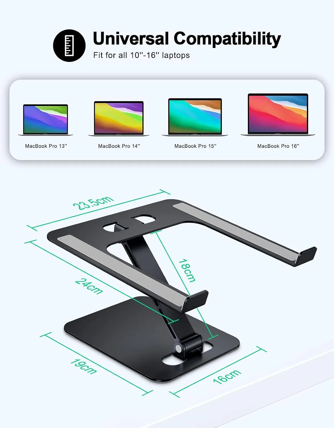 RIWUCT Aluminum Alloy Laptop Stand for Desk, Foldable Laptop Riser Holder
