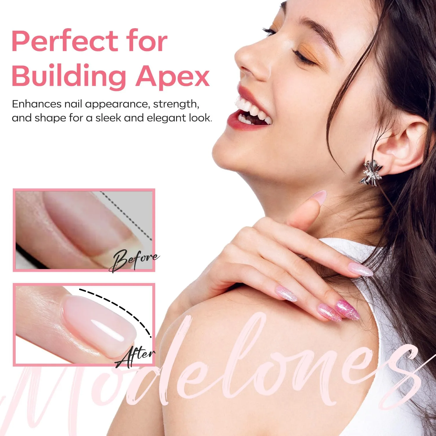 modelones Milky Pink Builder Nail Gel Rubber Base Coat Soap Nails