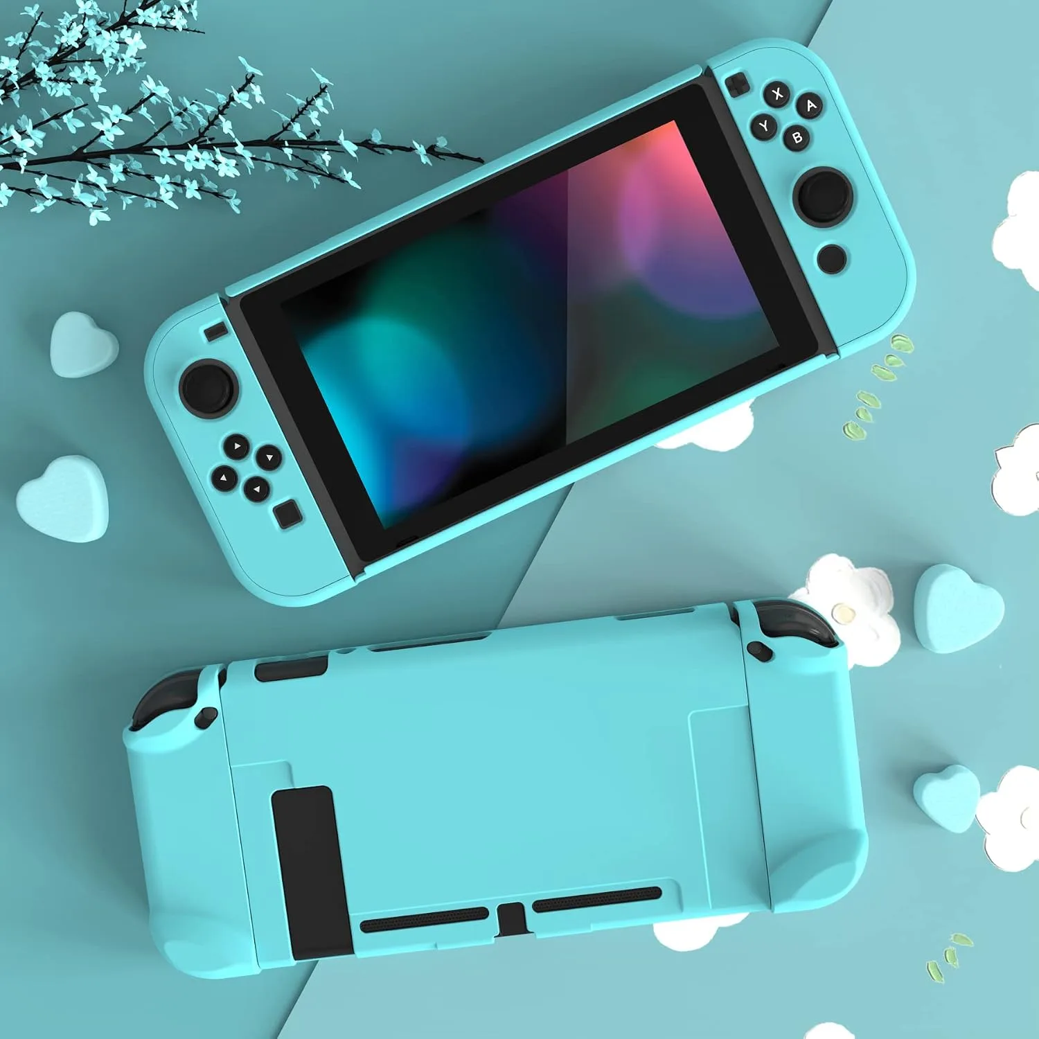 eXtremeRate PlayVital Cover for Nintendo Switch, Protective Case Protector for Switch - Shock-absorbent Anti-Scratch Dockable Easy to install Durable Hard Shell, Heaven Blue (NOT for Switch 2)