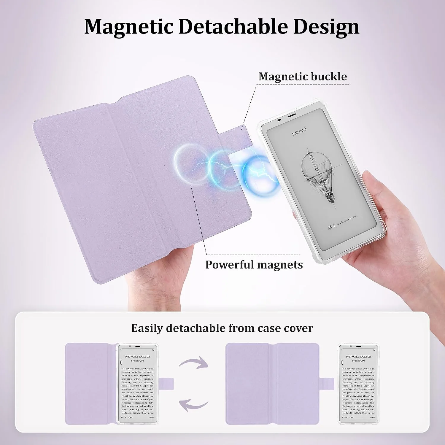 2in1 Case for Onyx BOOX Palma 2 Magnetic Detachable Folio Cover