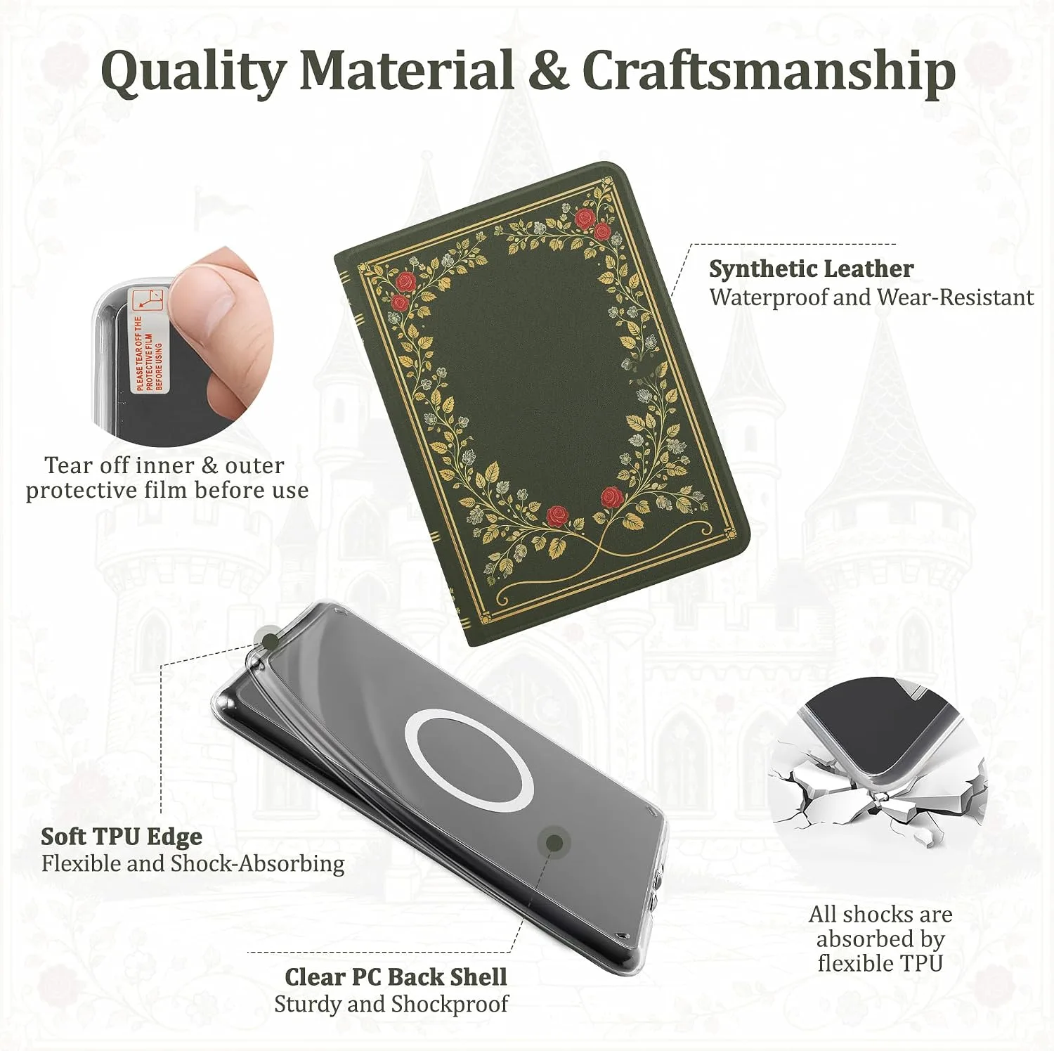 Magnetic Book Cover Case for 7'' Kindle Paperwhite & Colorsoft