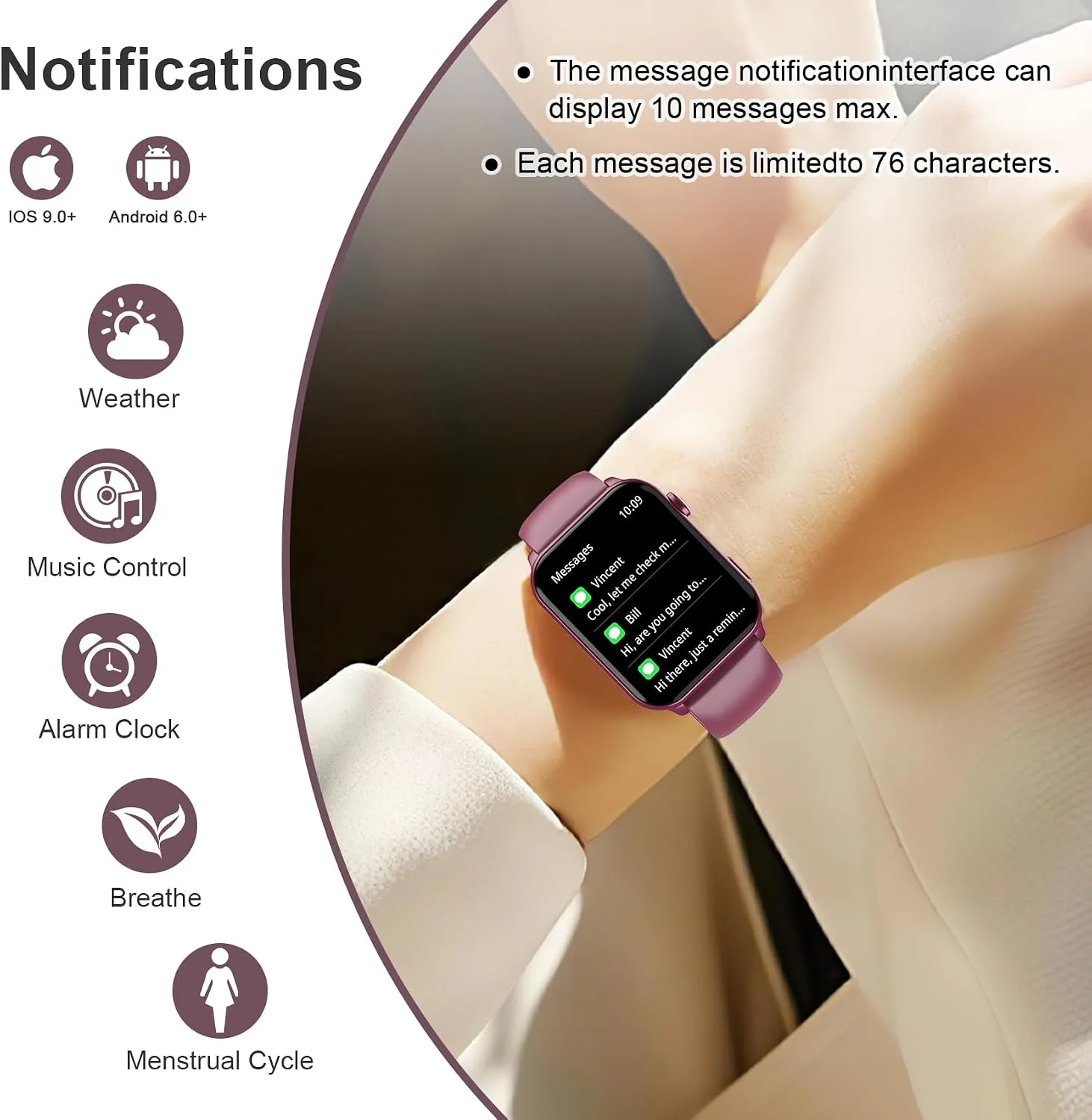 Smart Watch for Men Women, 1.91" HD Fitness Tracker with Bluetooth Calls, 32 FT Waterproof, 24/7 Heart Rate/Sleep Monitor, 120+ Sport Modes, Pedometer, Calories, Smartwatch for Android iOS (Purple)