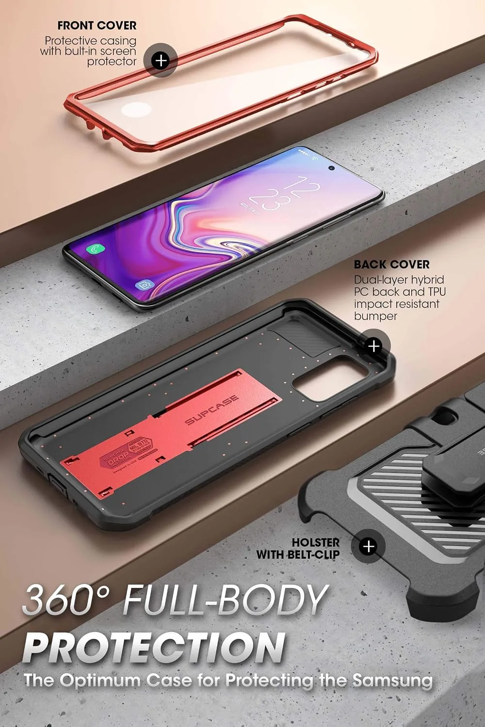 SUPCASE for Galaxy S20 FE Case with Built-in Screen Protector, Ruddy