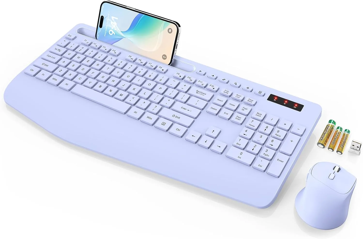 SABLUTE Wireless Keyboard and Mouse Combo, Full Size, Ergonomic Wrist Rest