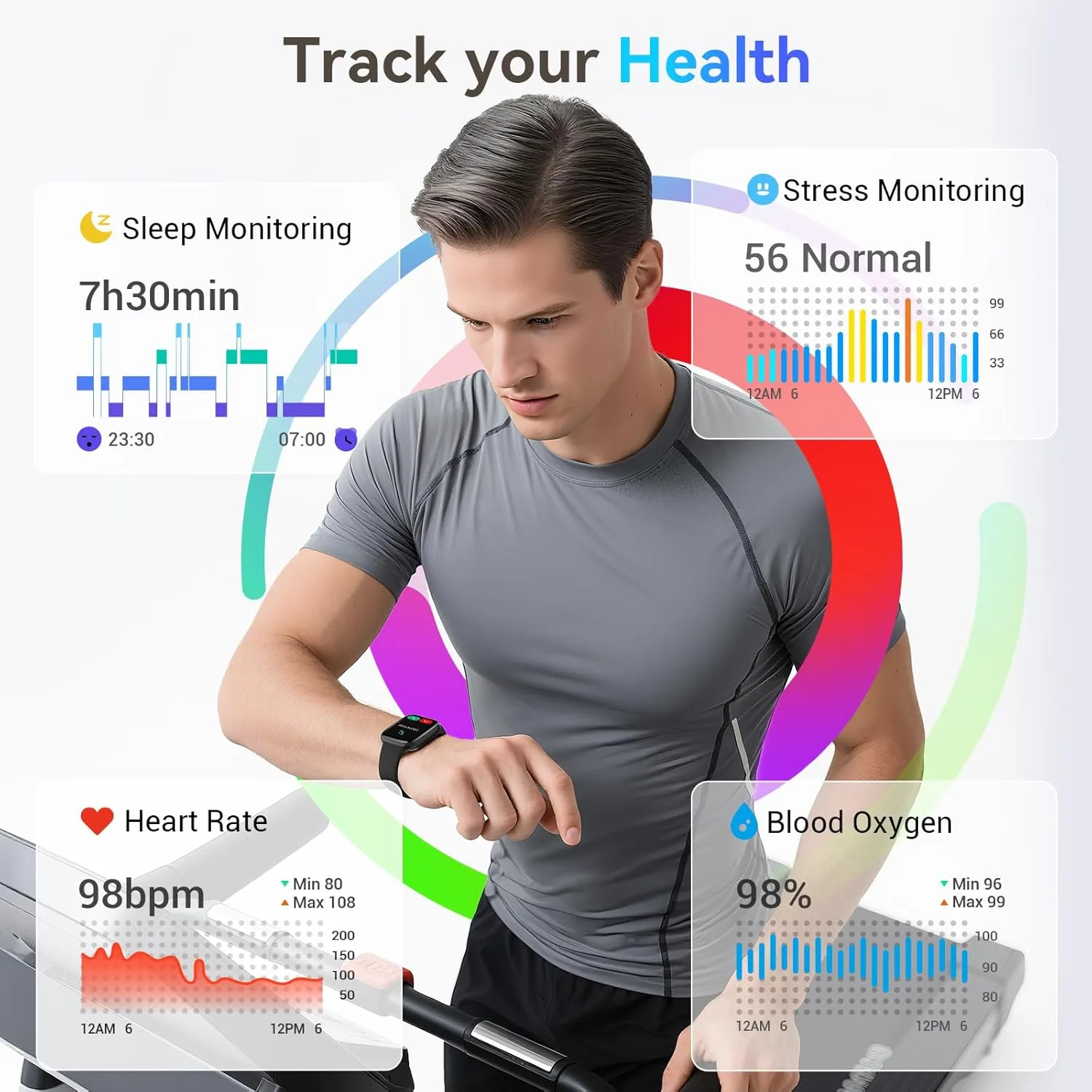 Smart Watch for Men/Women, Answer/Make Call, 1.85" AMOLED Always-On Screen