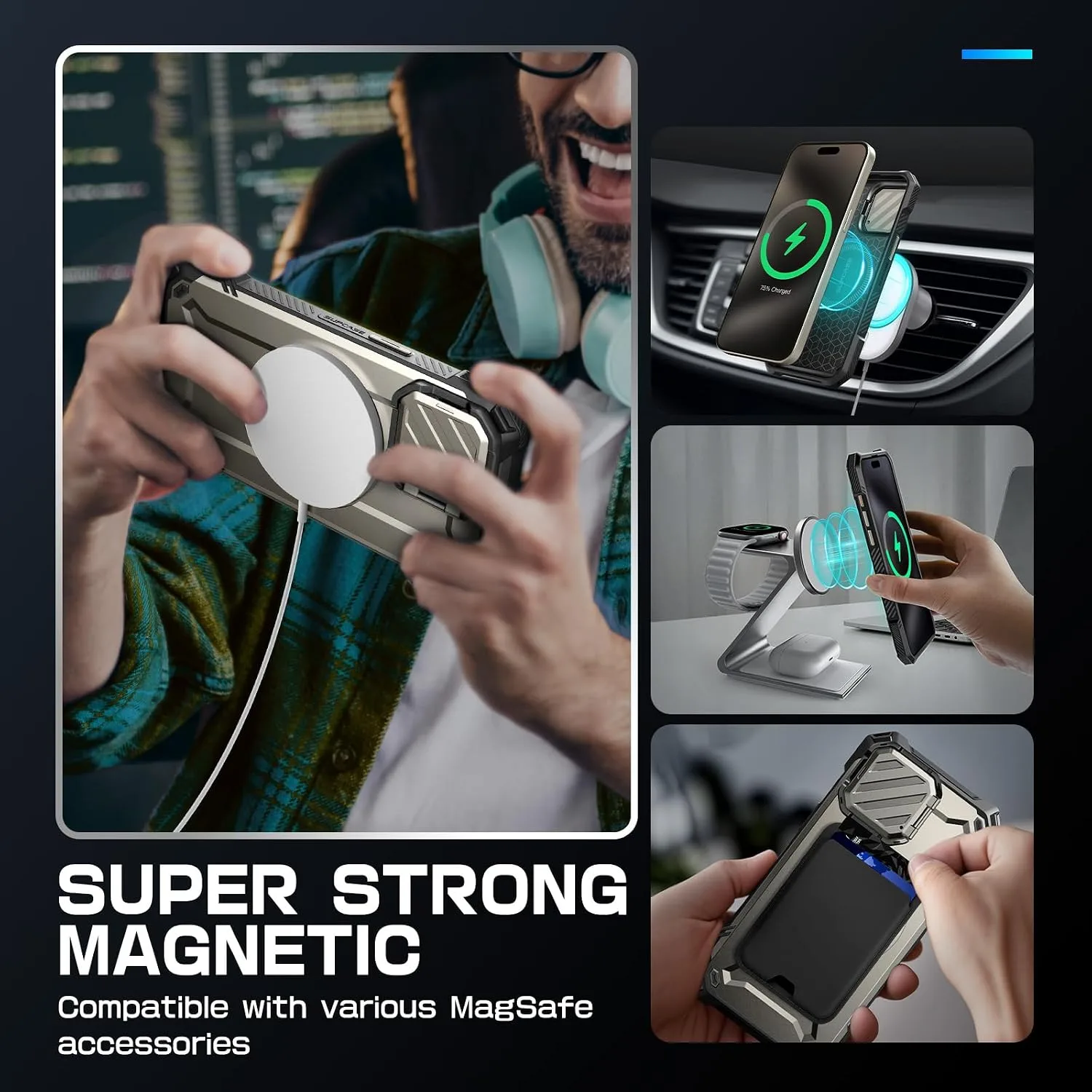 SUPCASE for iPhone 15 Pro Max Case (6.7 inch) with Camera Cover Stand