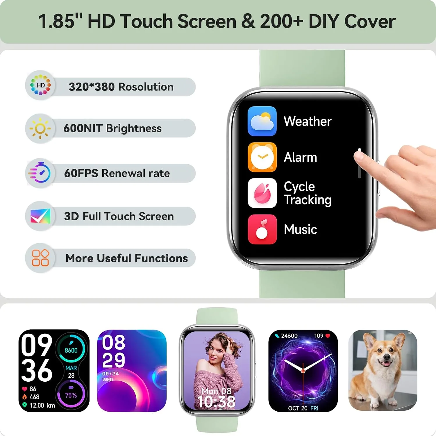 Smart Watches for Women Men, 1.85" Smart Watch Compatible iPhone/Samsung/Android (Answer/Make), Fitness Tracker Watch with Heart Rate/Sleep Monitor, Smartwatch 3ATM Waterproof 120+ Sport Modes, Alexa