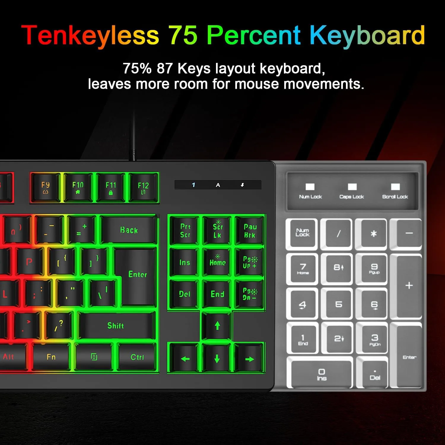 RGB 87 Keys Gaming Keyboard and Backlit Mouse Combo,BlueFinger USB Wired Rainbow Keyboard,Gaming Keyboard Set for Laptop PC Computer Game and Work