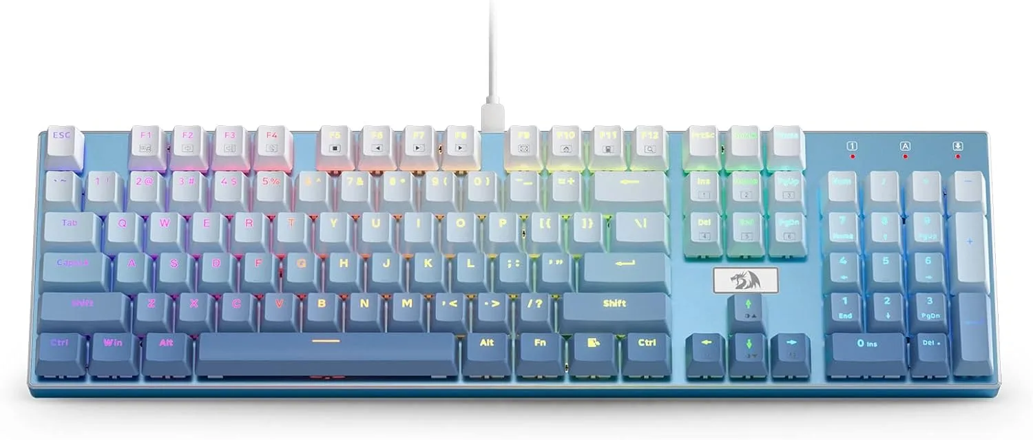 Redragon K556 Wired RGB Mechanical Gaming Keyboard, 104-Key Aluminum Board