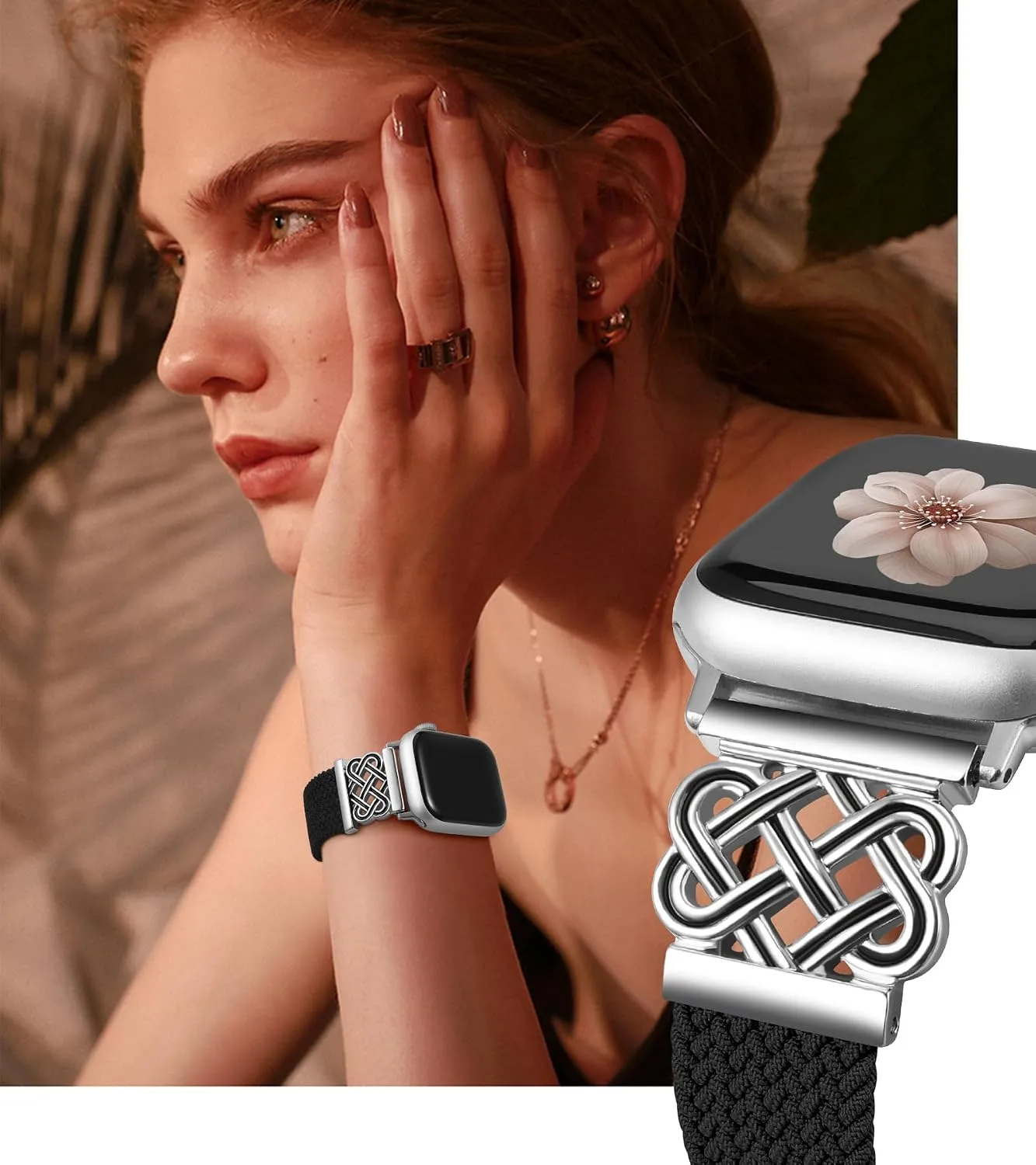 Braided Stretchy Band with Magnetic Clasp for Apple Watch Bands Women Men