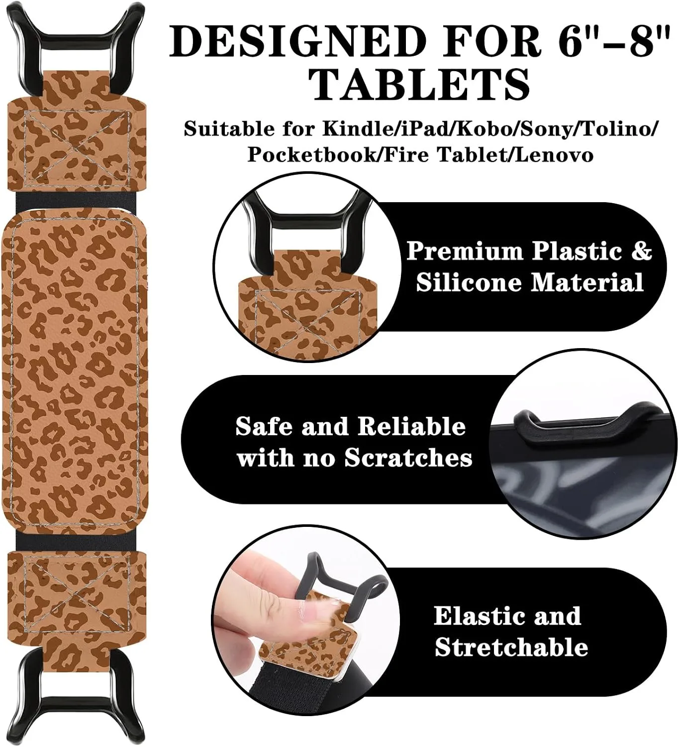 Hand Strap for Kindle Brown Leopard Print