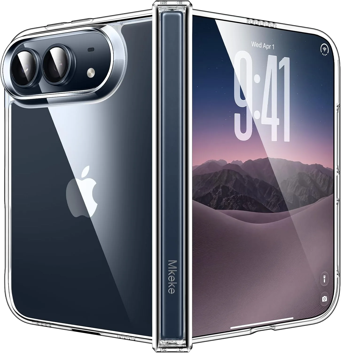 Funda para iPhone Mkeke Duo transparente con protección completa de bisagra
