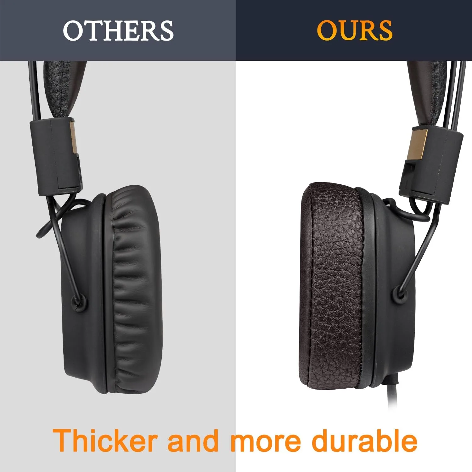 SOULWIT Replacement Ear Pads Cushions for Marshall Major I/II/III/IV Wireless/Wired Headphones, for Marshall Major 1/2/3/4 Headset, Earpads with Soft Protein Leather - Dark Coffee