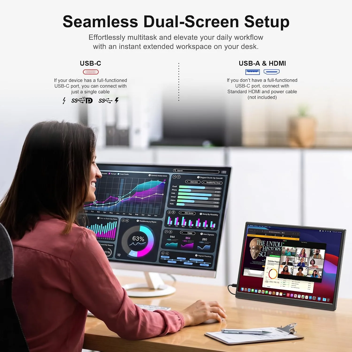 Anyuse 14" FHD USB-C HDMI HDR Portable Monitor