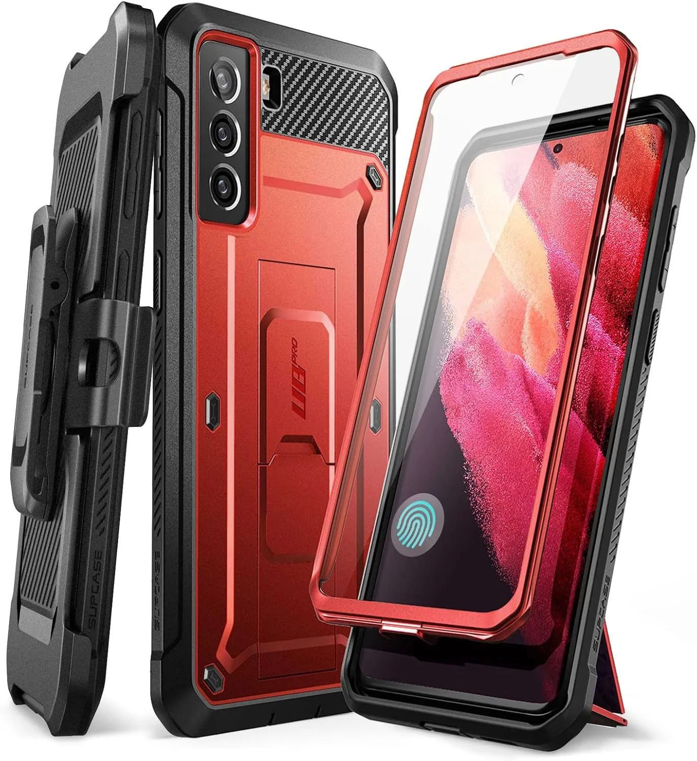 SUPCASE for Galaxy S21 FE Case with Built-in Screen Protector, Ruddy
