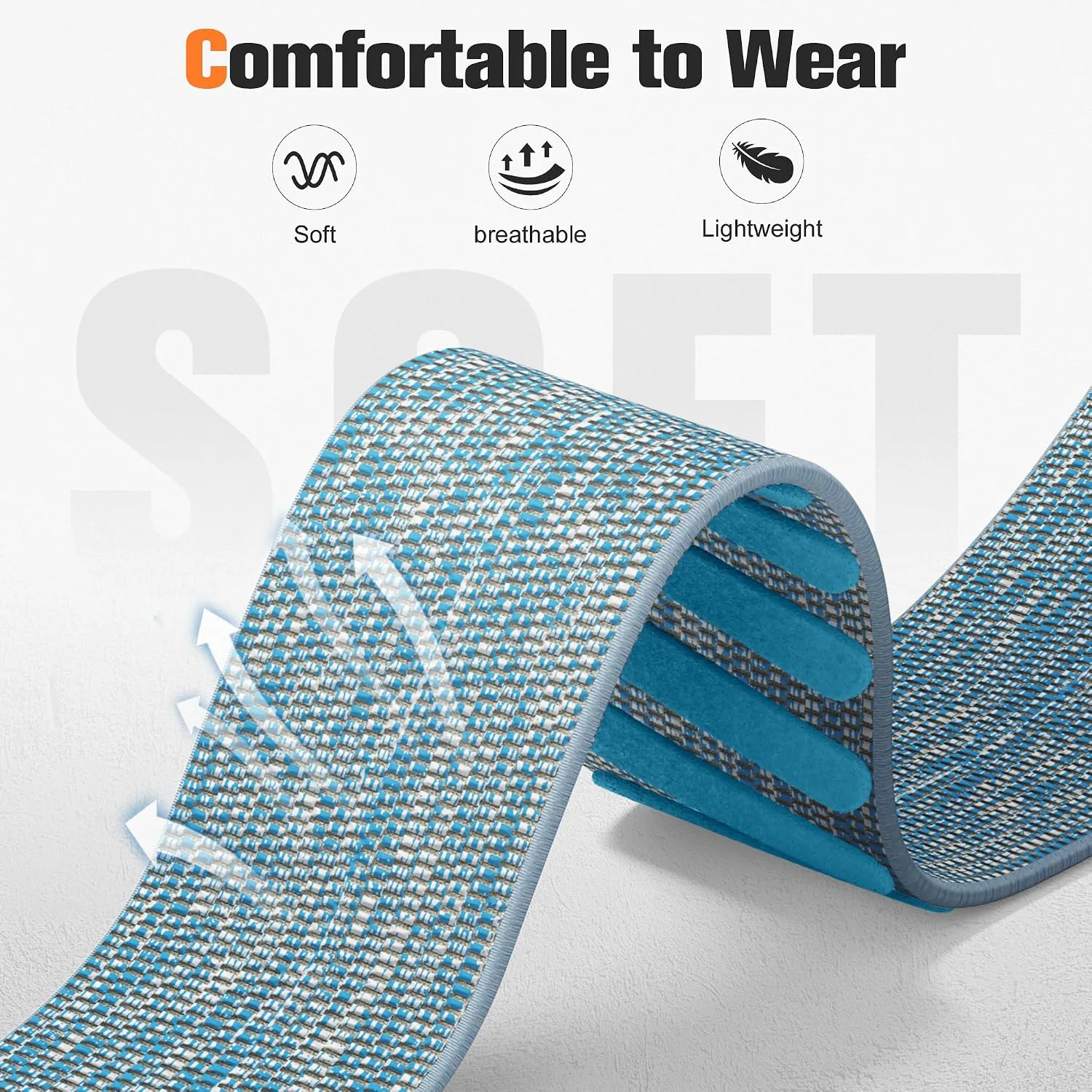 Getino Sport Band Compatible with Whoop 5.0 Bands One, Peak and Life/MG, Breathable Adjustable Elastic Replacement Soft Nylon Strap Accessories for Whoop Band 5.0 Fitness Tracker, Blue