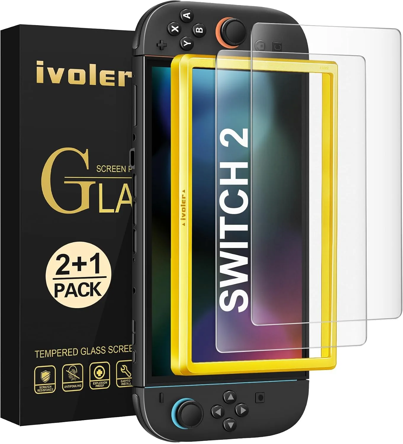 Protector de pantalla ivoler para Nintendo Switch 2 vidrio templado mate anti-reflejo 2 unidades
